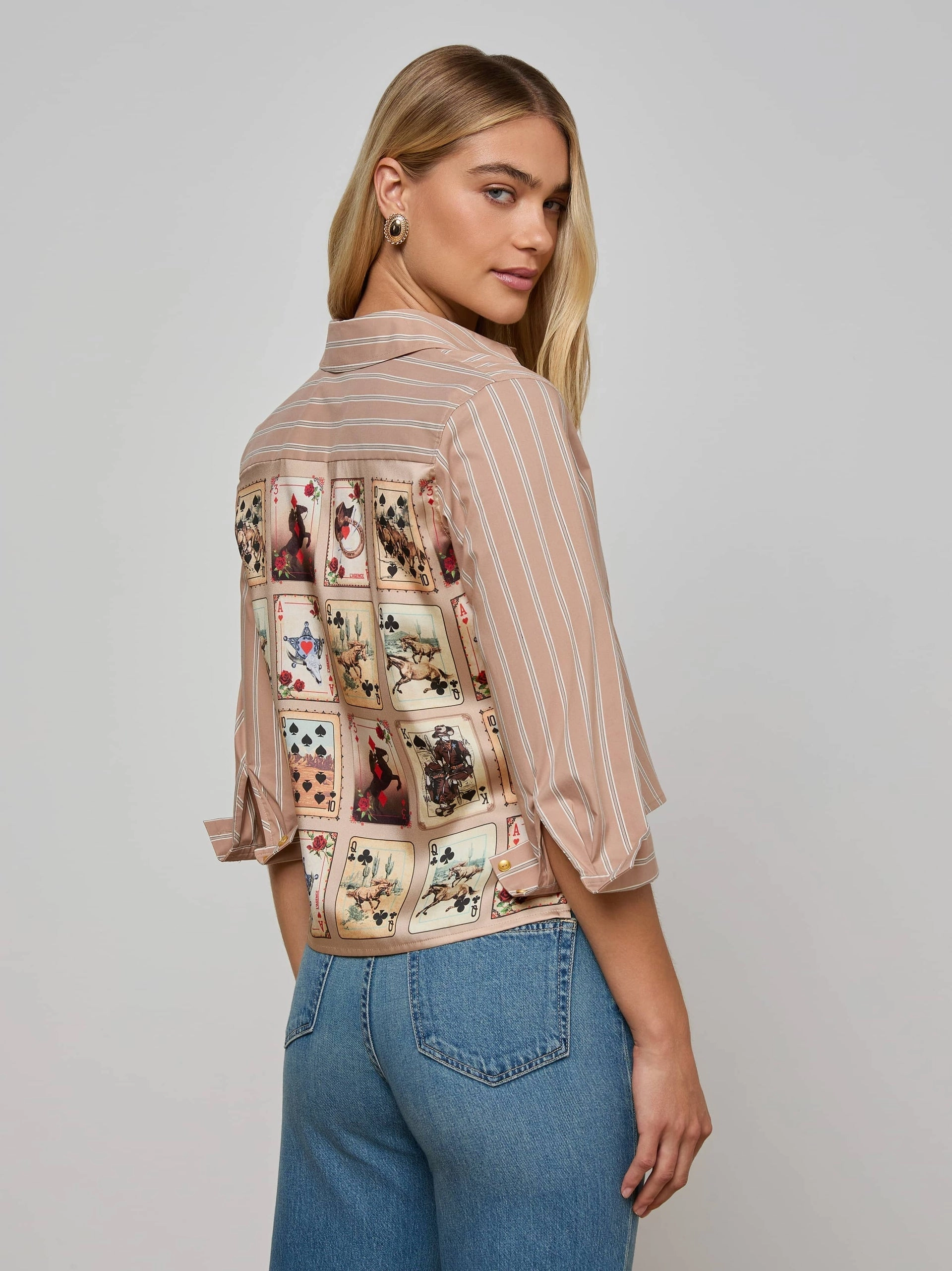 Odor Resistant Finish ZeroWastePattern Fawn Scarf 3/4 Sleeve Western Cards