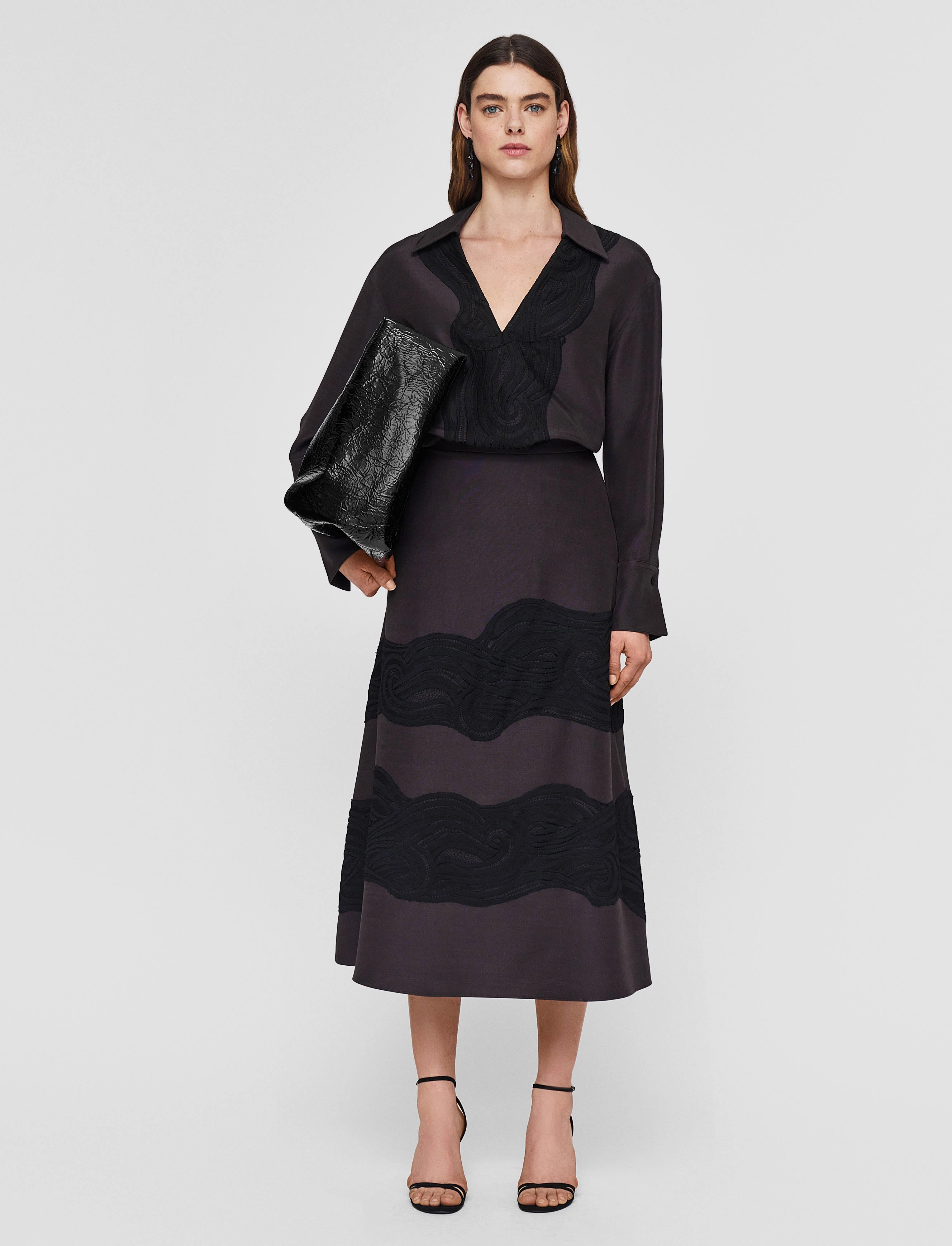 Business Meeting Madone Evening Silk Blend Lace Skirt