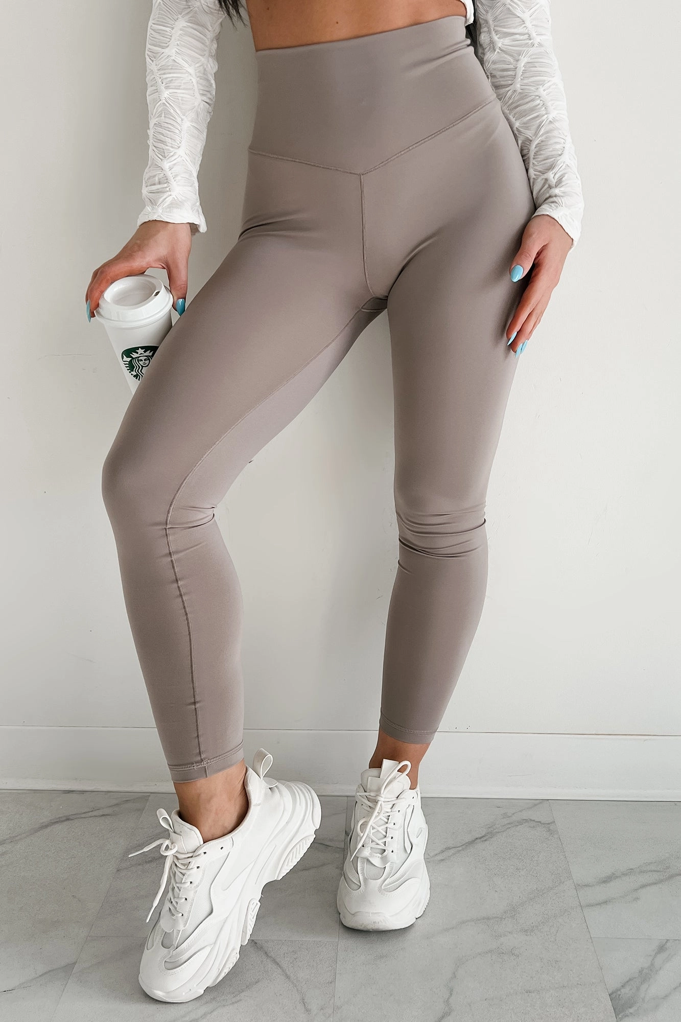 Finding Your Zone High Rise Basic Leggings (Ash) Outdoor Lover High Waist Minimalist Style Dance Practice