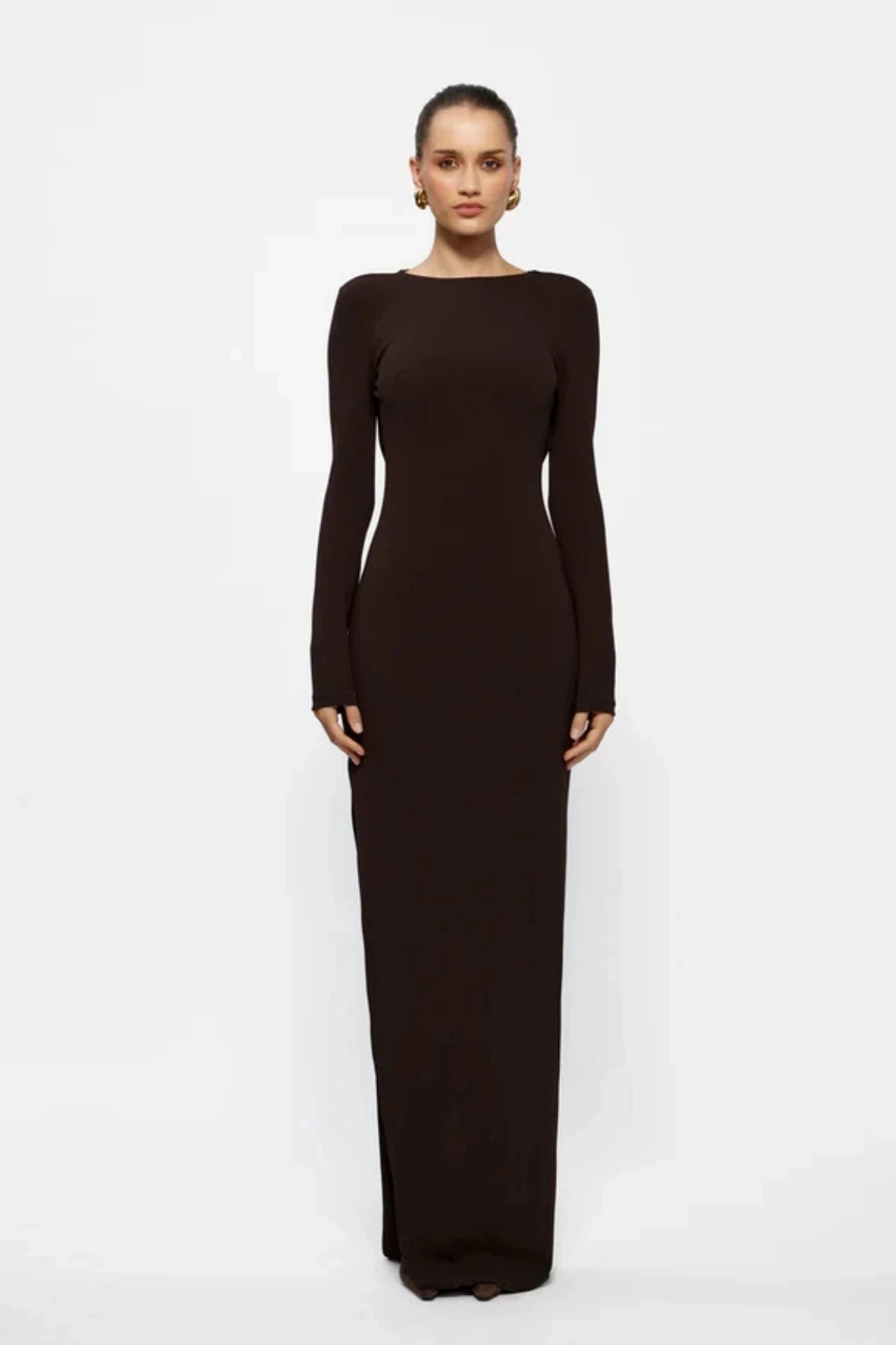 Indie Gown Coffee Minimalist Design Chic Silhouette
