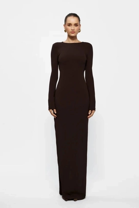 Indie Gown Coffee Flattering Silhouette Layered Texture