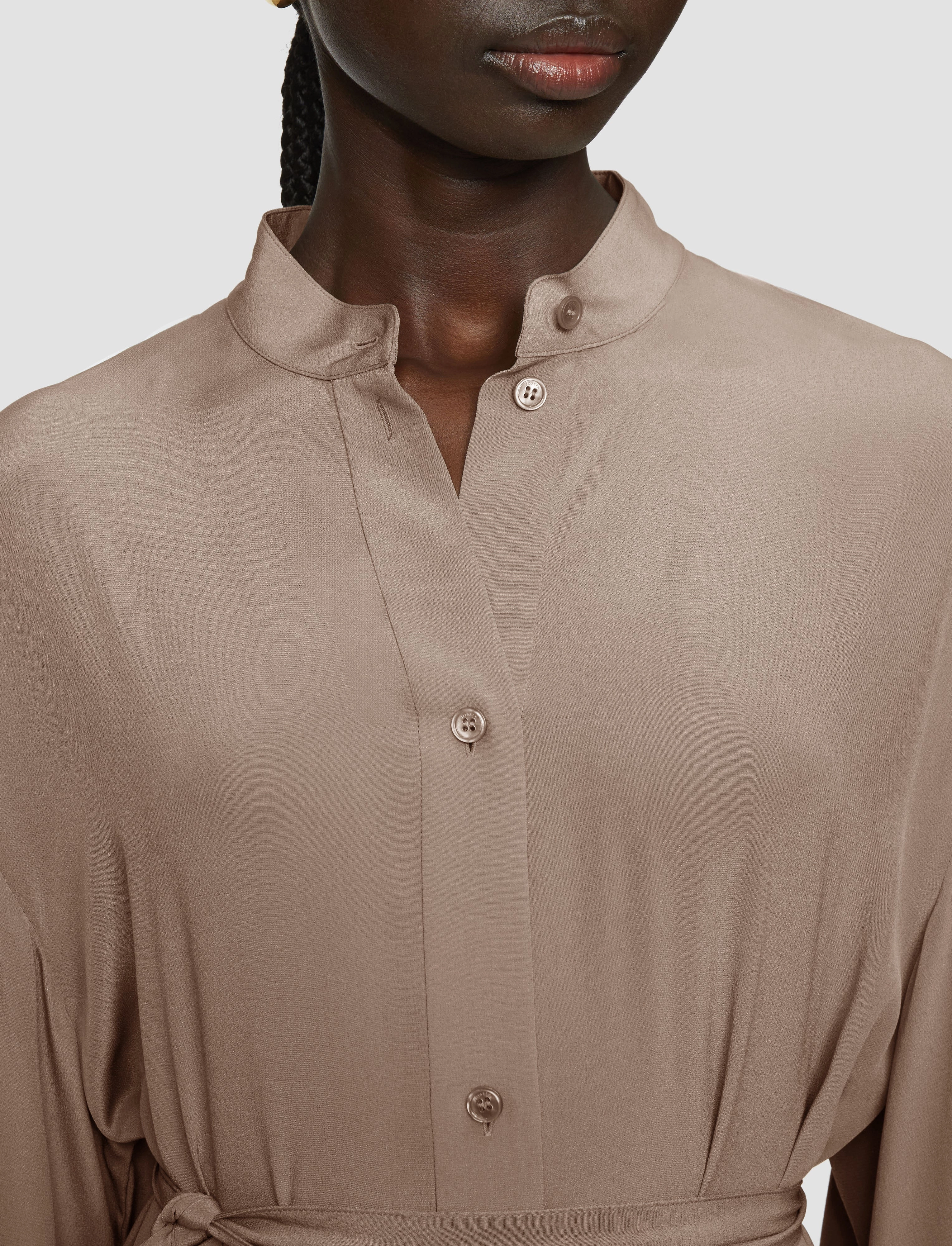 confident look Daily Ready Darius Crepe de Soie Silk Dress