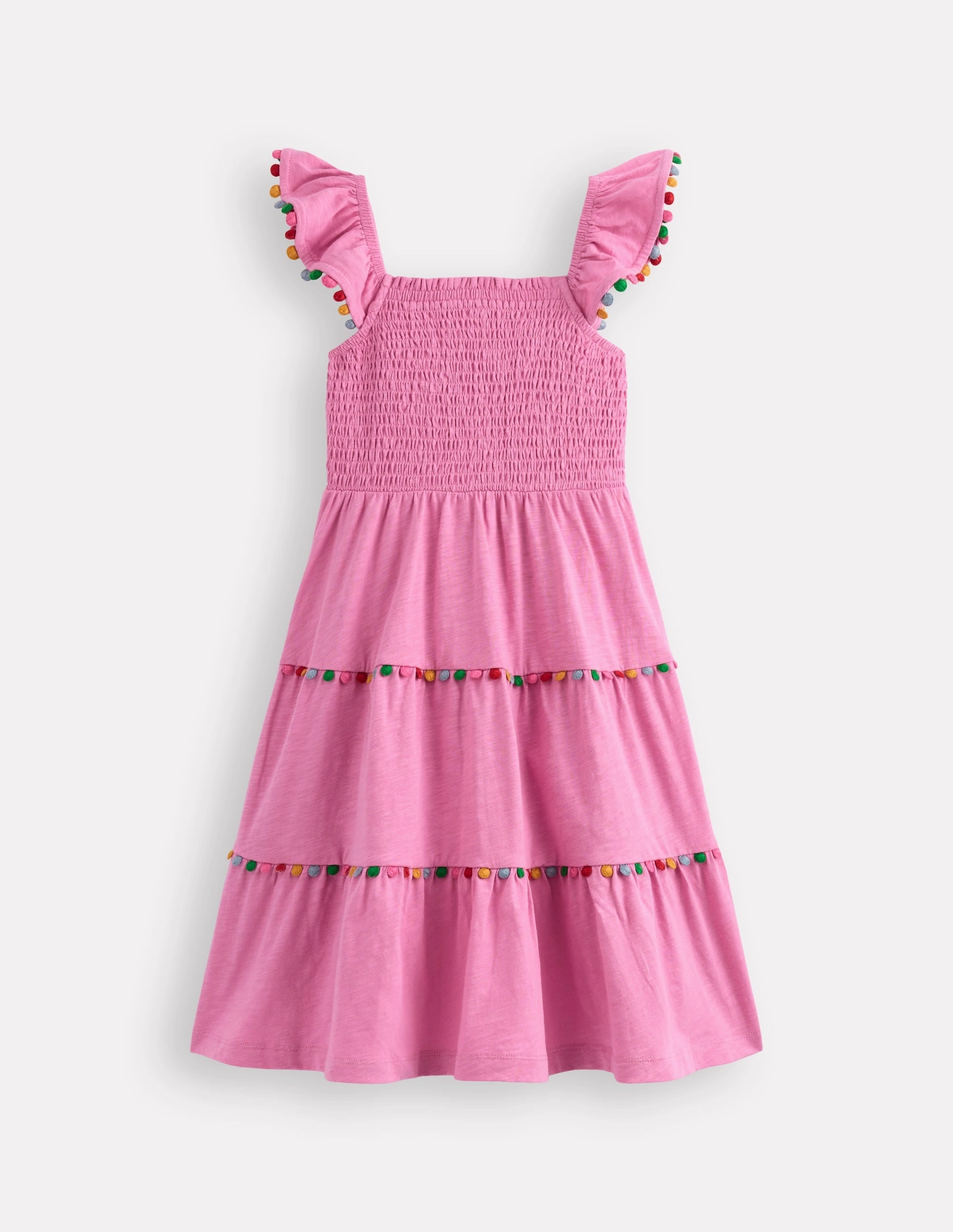 Comfortable casual dress Addison Twirly Pom Dress-Pink