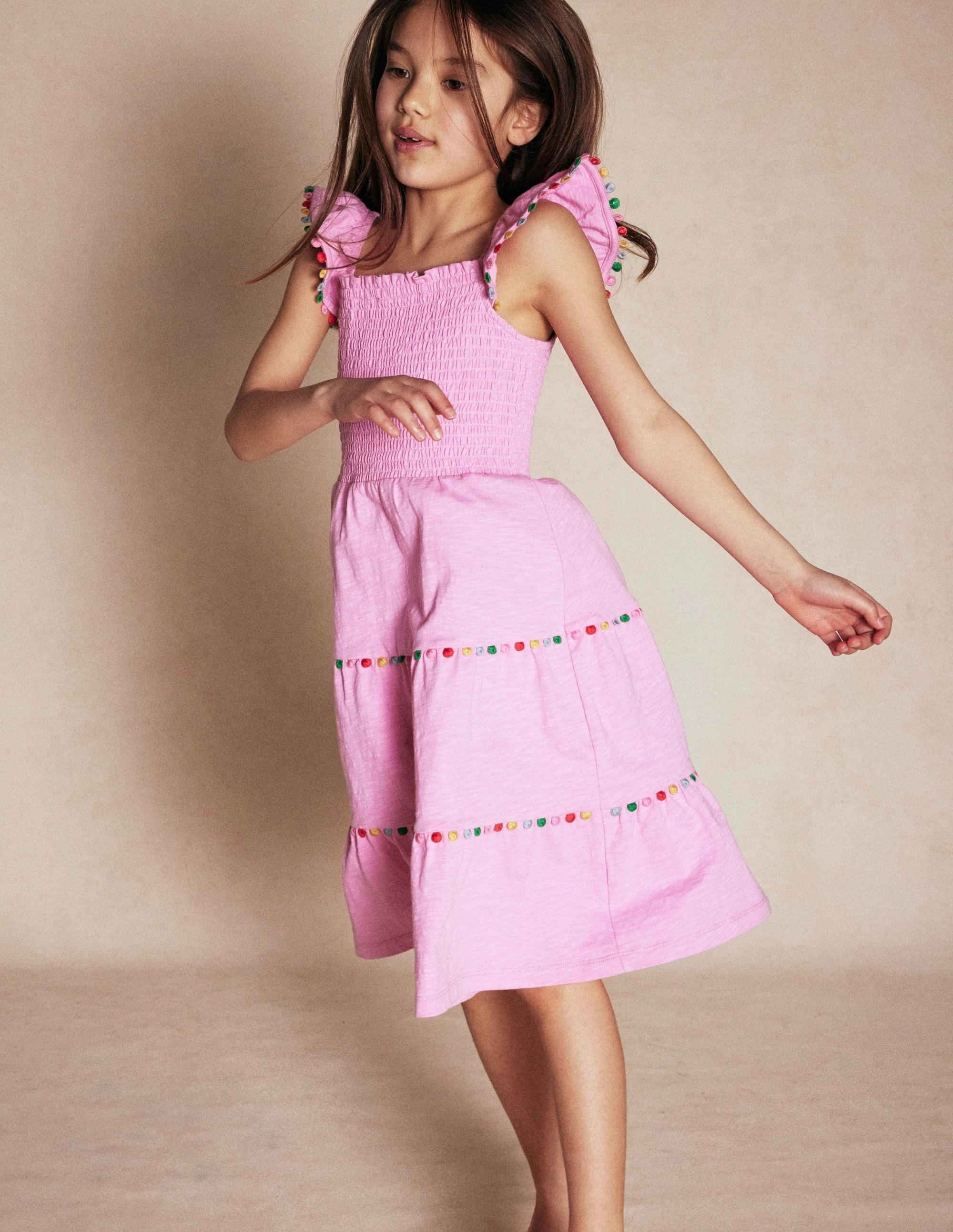 Polished Design Festival Mood Addison Twirly Pom Dress-Pink