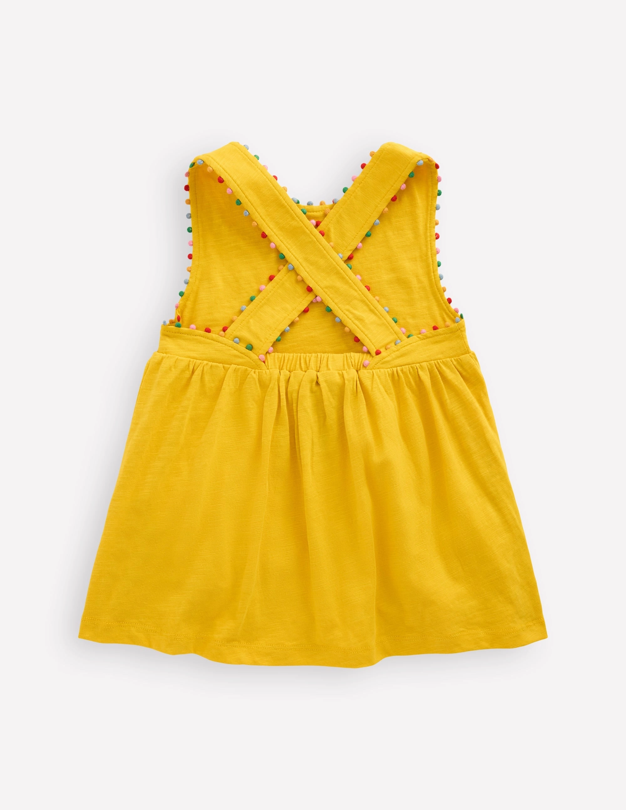 Cross-back Pom Vest-Pineapple Yellow Hybrid Fabric Blend SoftKnit