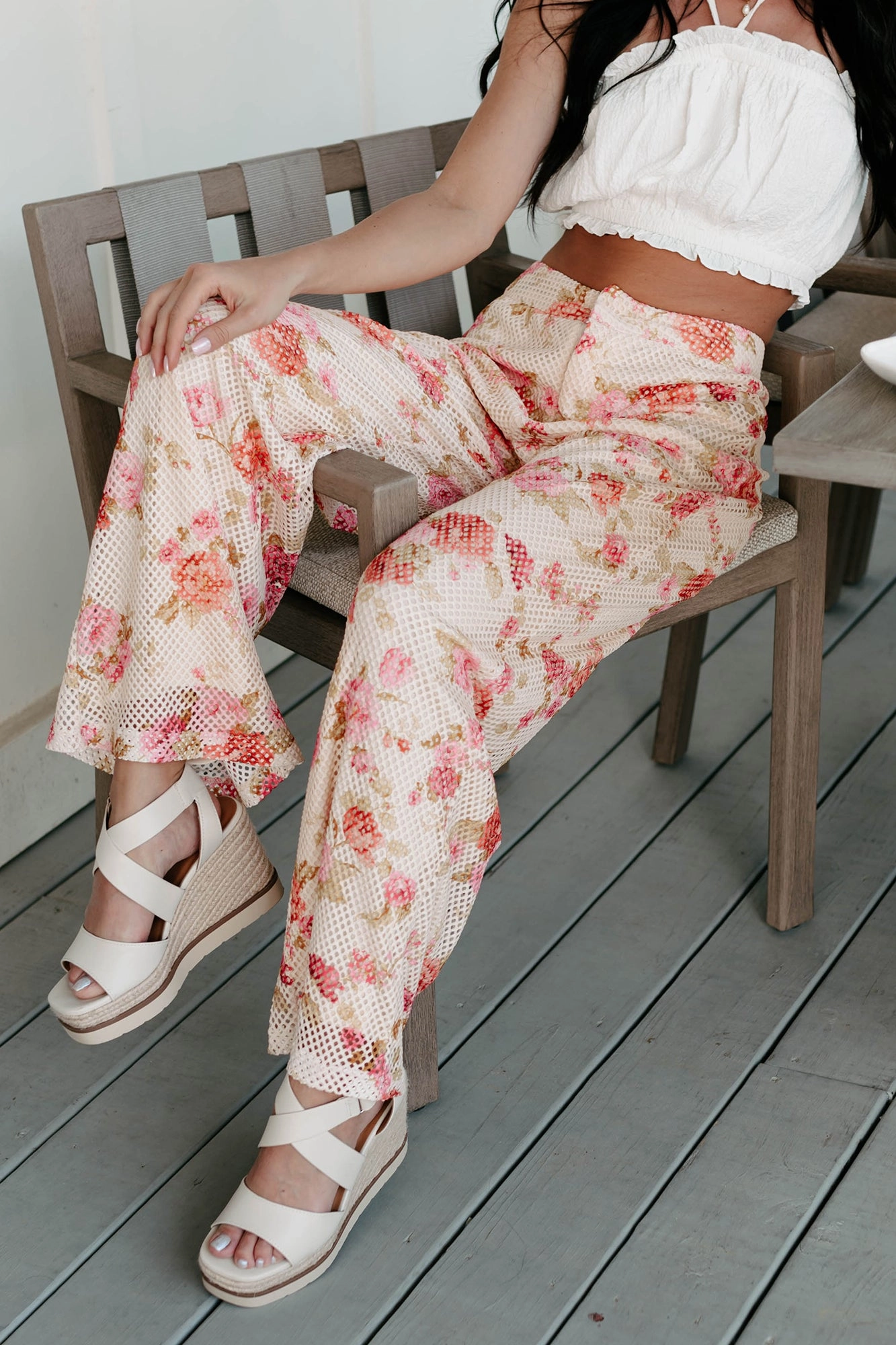 The Tropical Type Floral Printed Fishnet Pants (Multi) Comfort Wear Fit Convertible legs