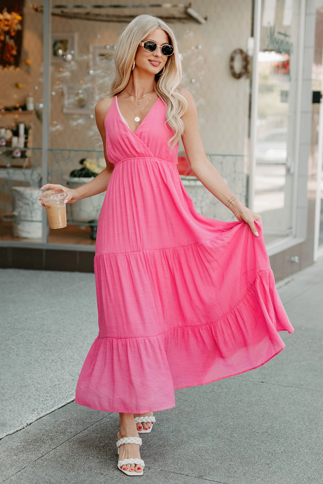 Just A Feeling Sleeveless Maxi Dress (Pink) Style Upgrade