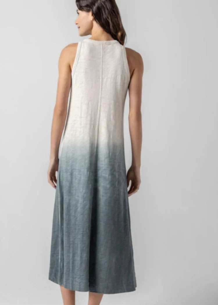 Muted Tones Ombre Jewel Neck Tank Dress Vine Ombre
