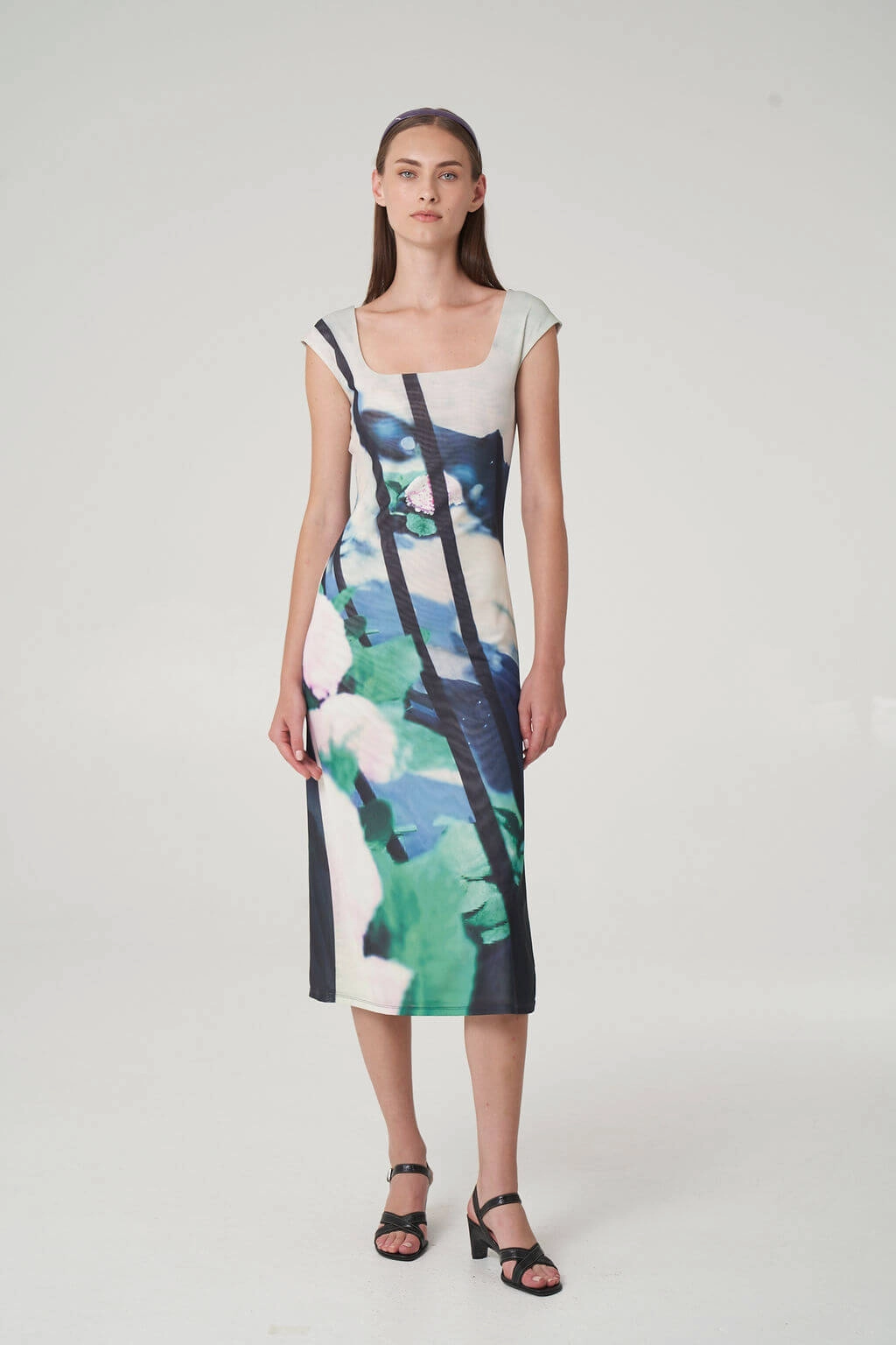 Satin-Sleeve PAULIE MIDI DRESS