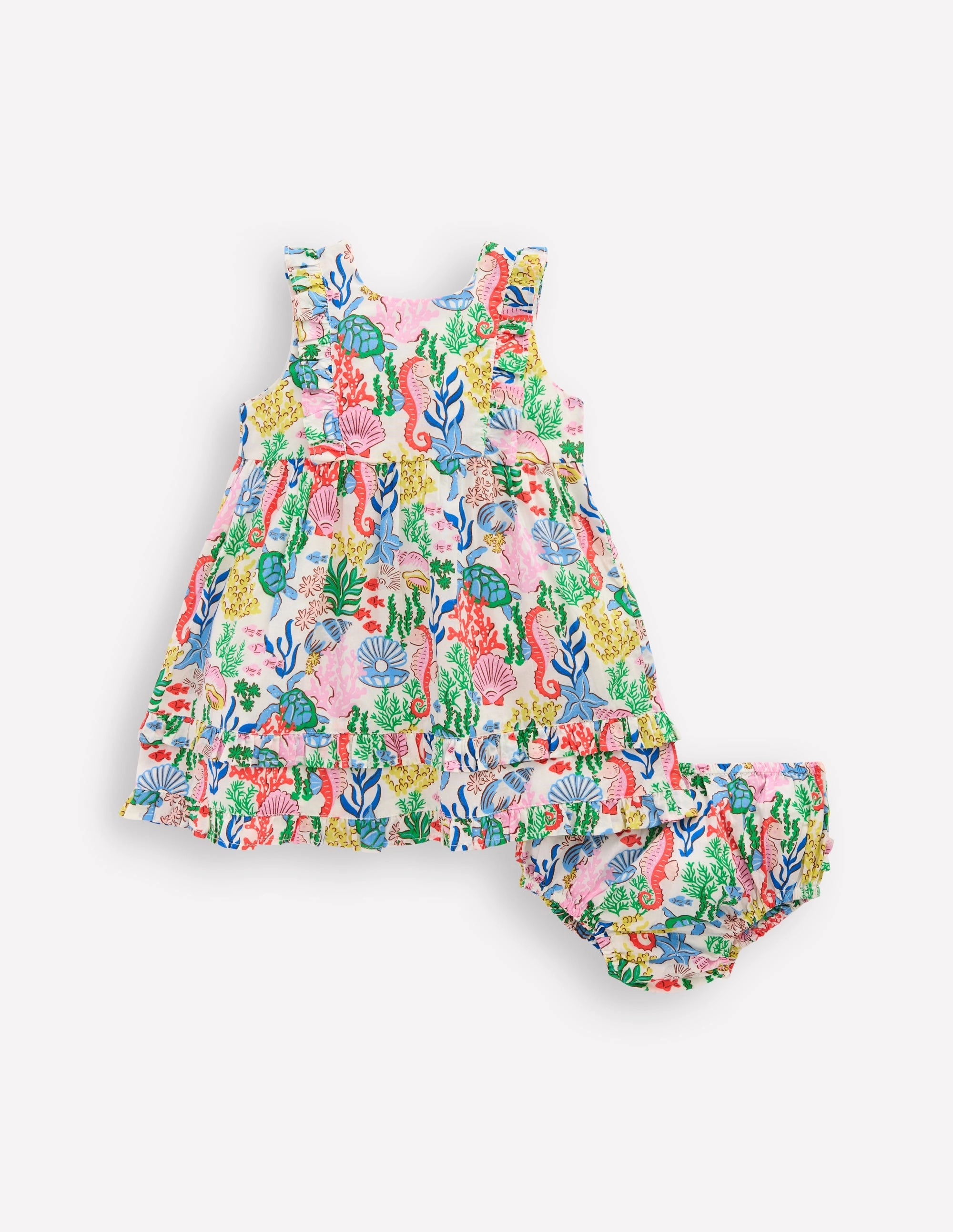 Frilly Pinny Dress-Multi Coral Cove Trendy Fit Cool Shape