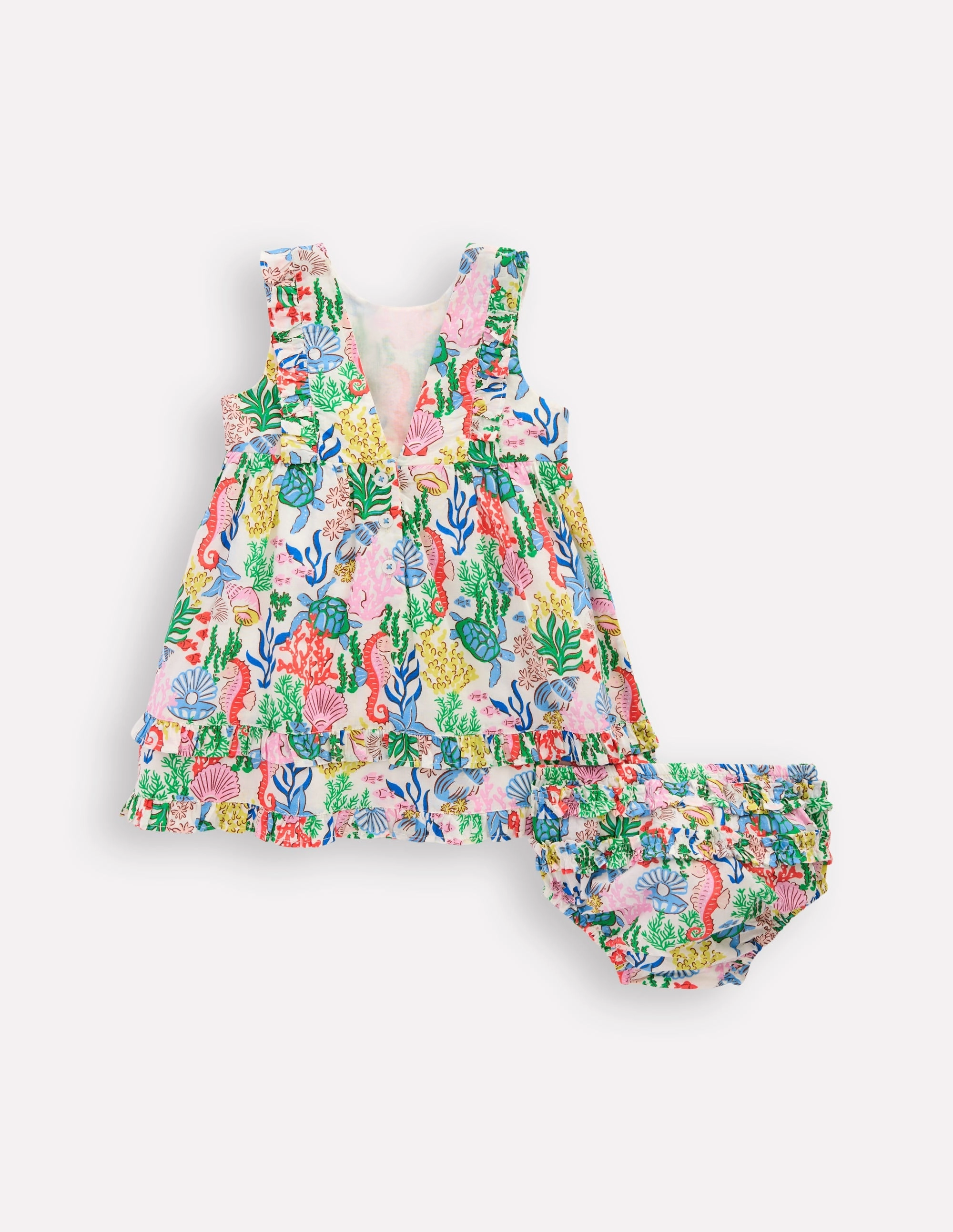 Frilly Pinny Dress-Multi Coral Cove Fresh Appeal