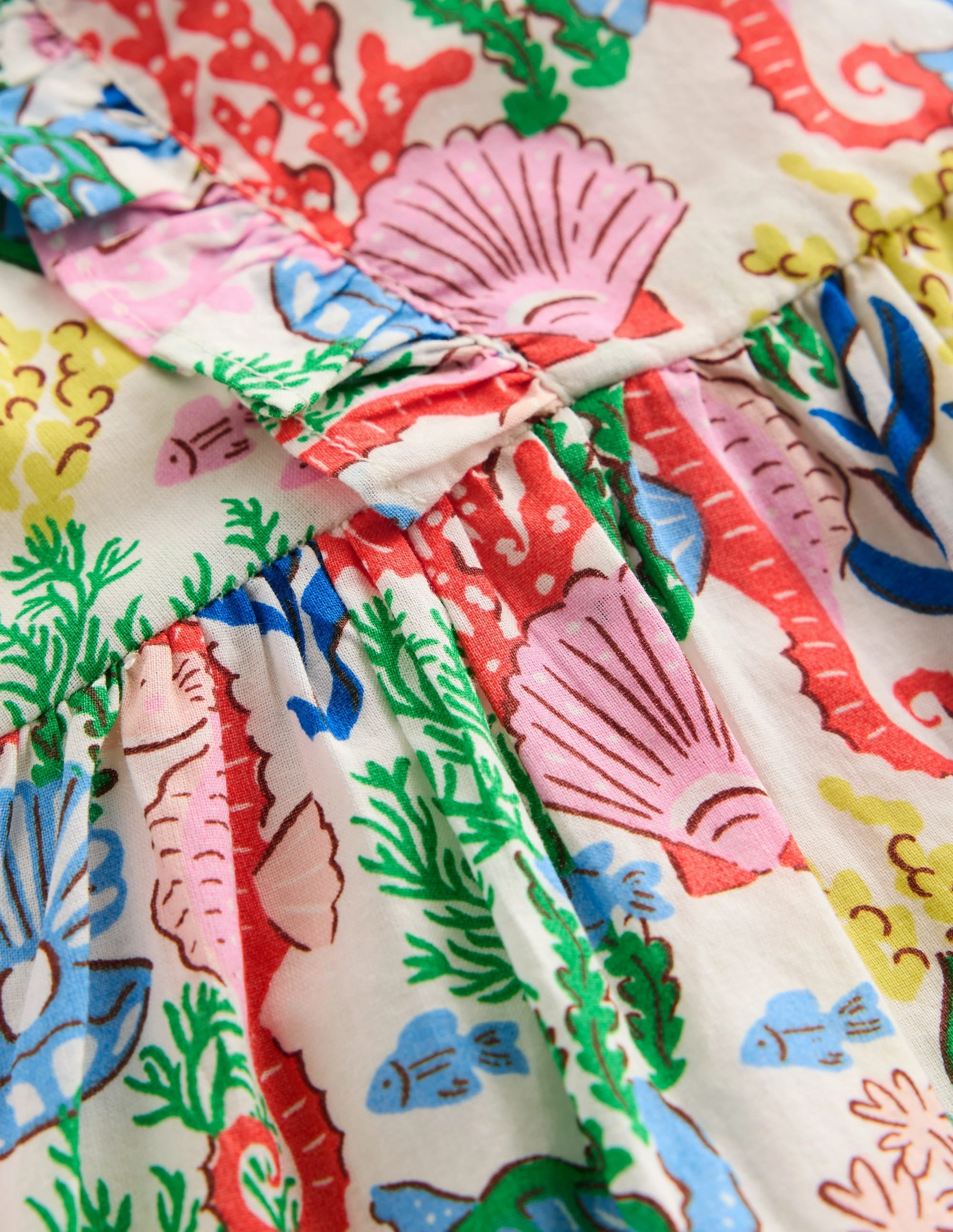 Frilly Pinny Dress-Multi Coral Cove Loose Flow