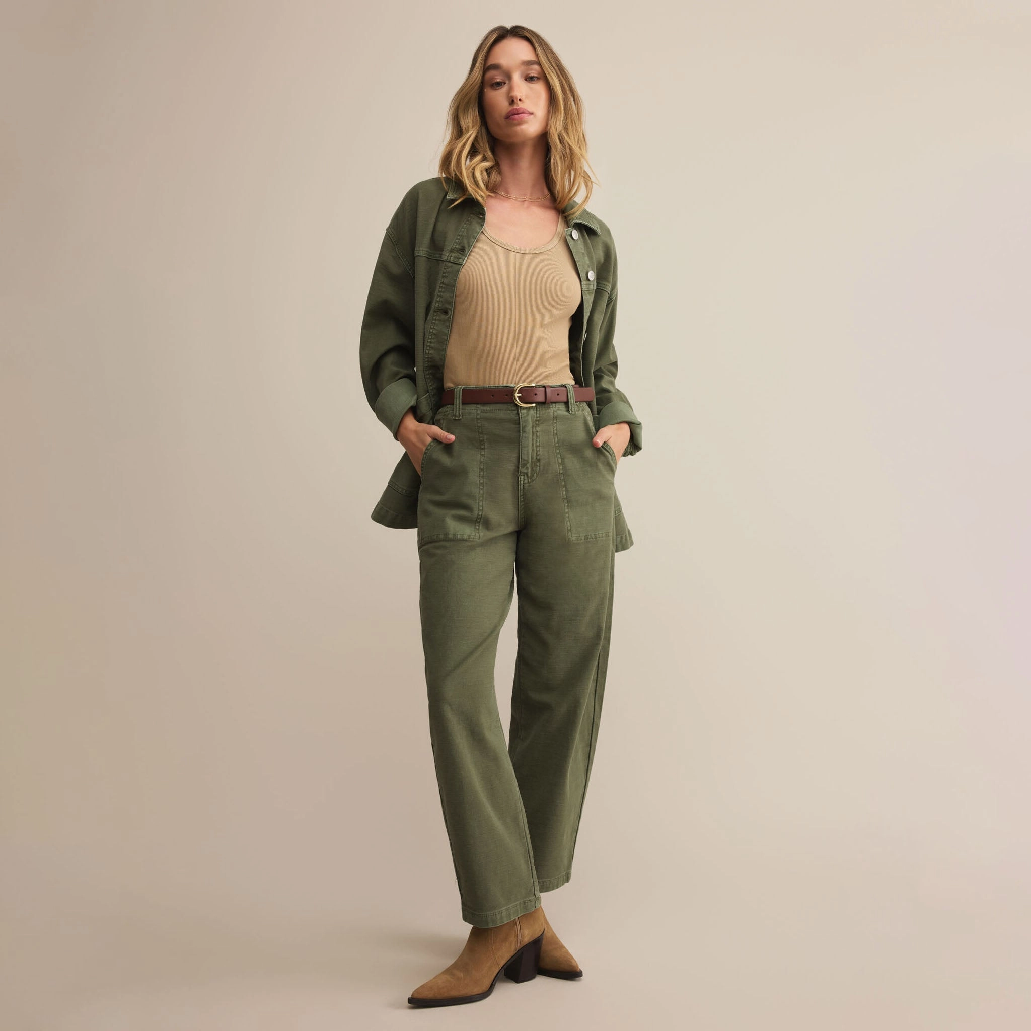 OLIVE TWILL PANTS Breathable Comfort Design
