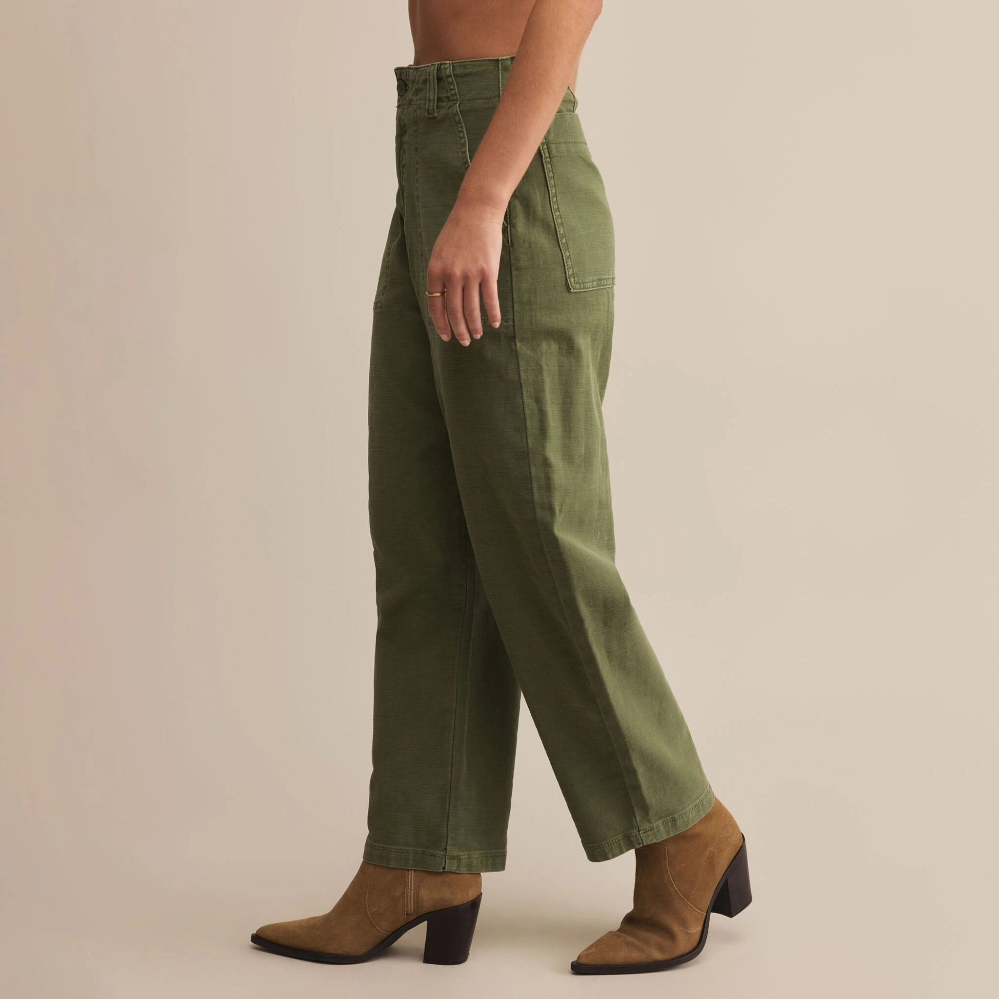 OLIVE TWILL PANTS Soft Finish ReinforcedKnees