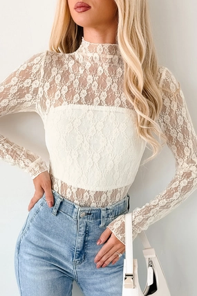Gentle Spark Floral Lace Long Sleeve (Cream) Anti Microbial Lining Summer Style