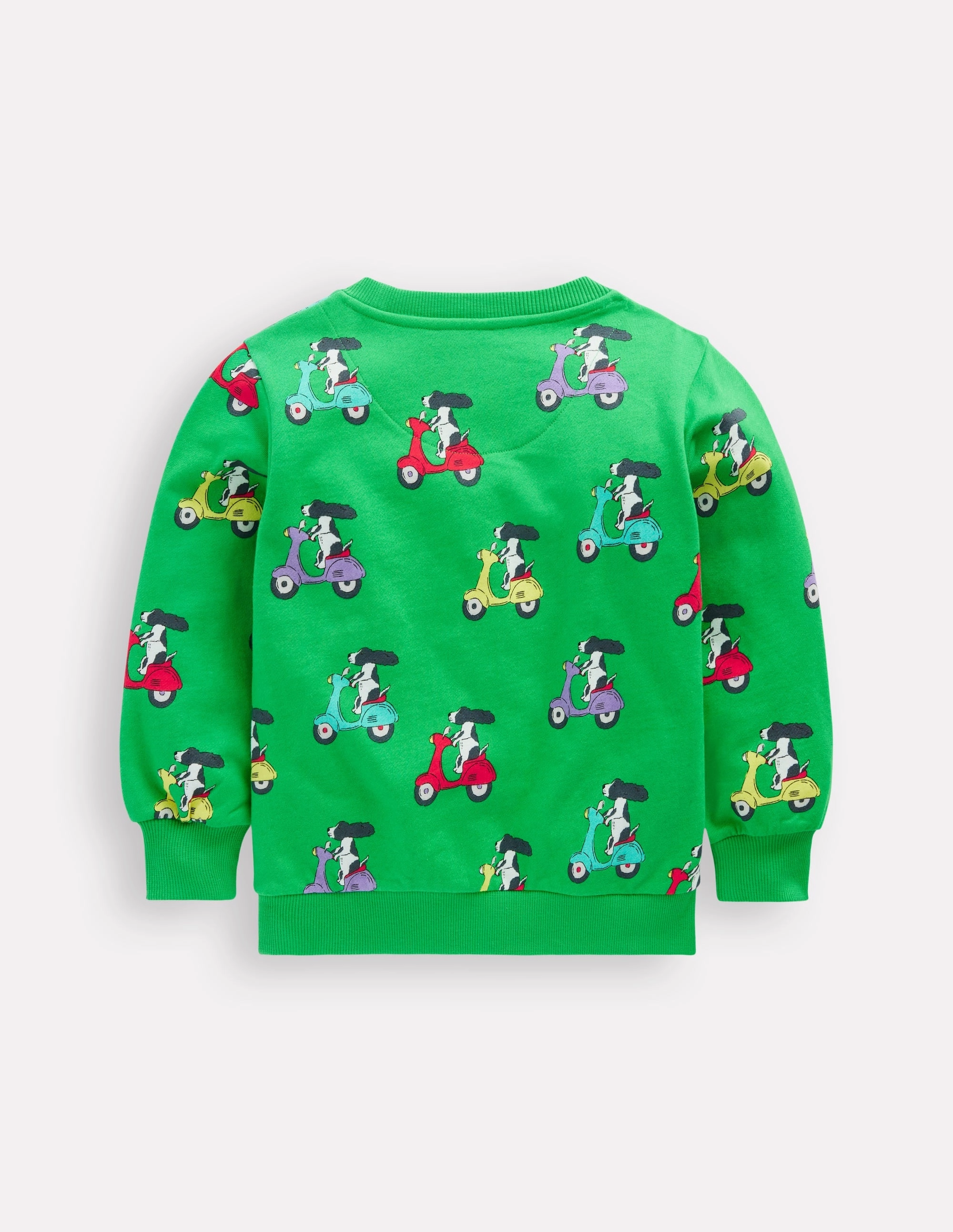 Printed Sweatshirt-Sapling Green Puppy Scooter Flexible Shoulder Gusset