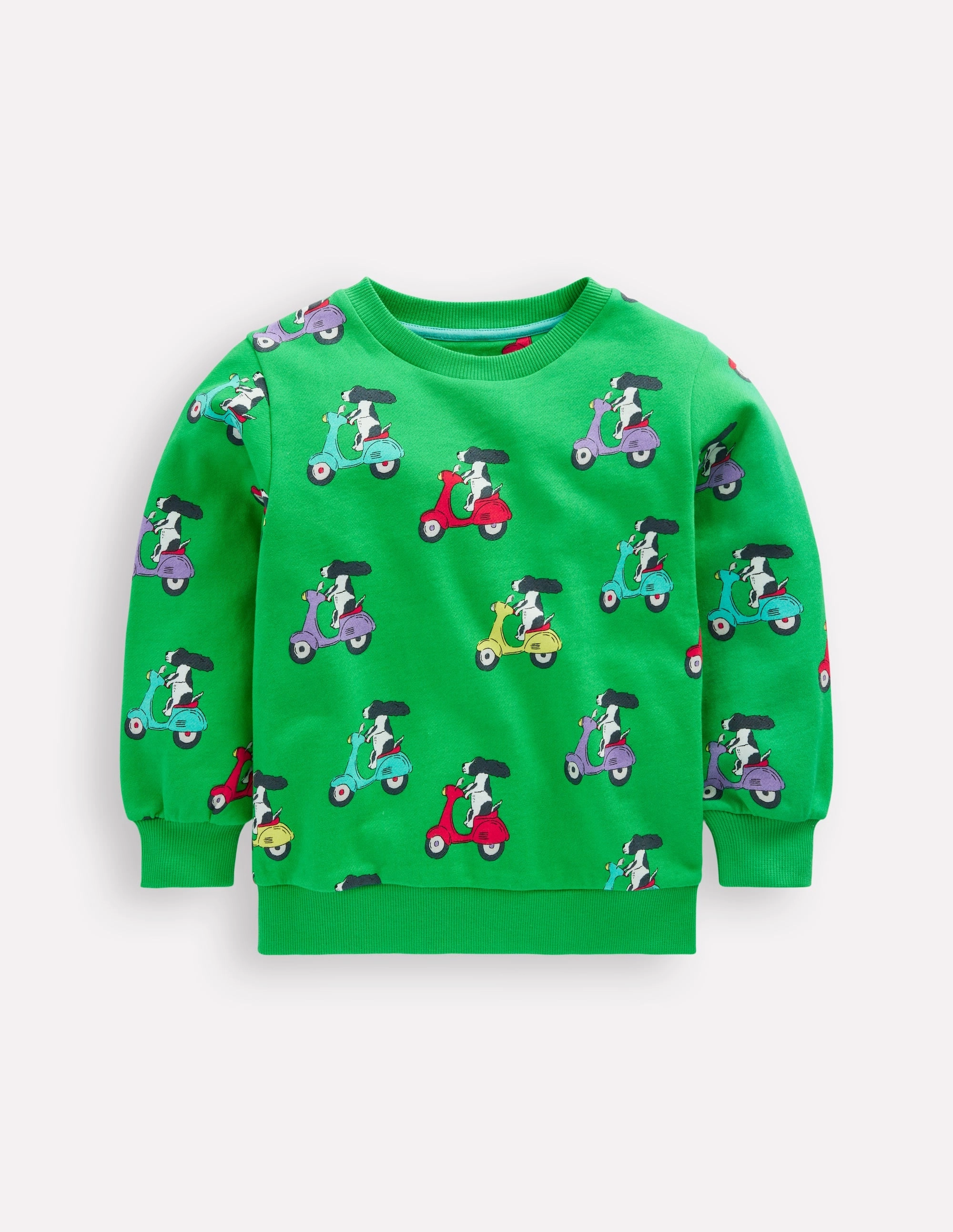 Odor Resistant Material Printed Sweatshirt-Sapling Green Puppy Scooter