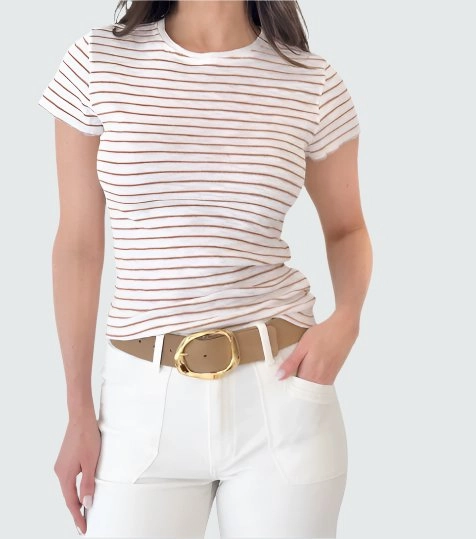 Striped Crewneck Teak Stripe MinimalistStyle NonChafingEdges