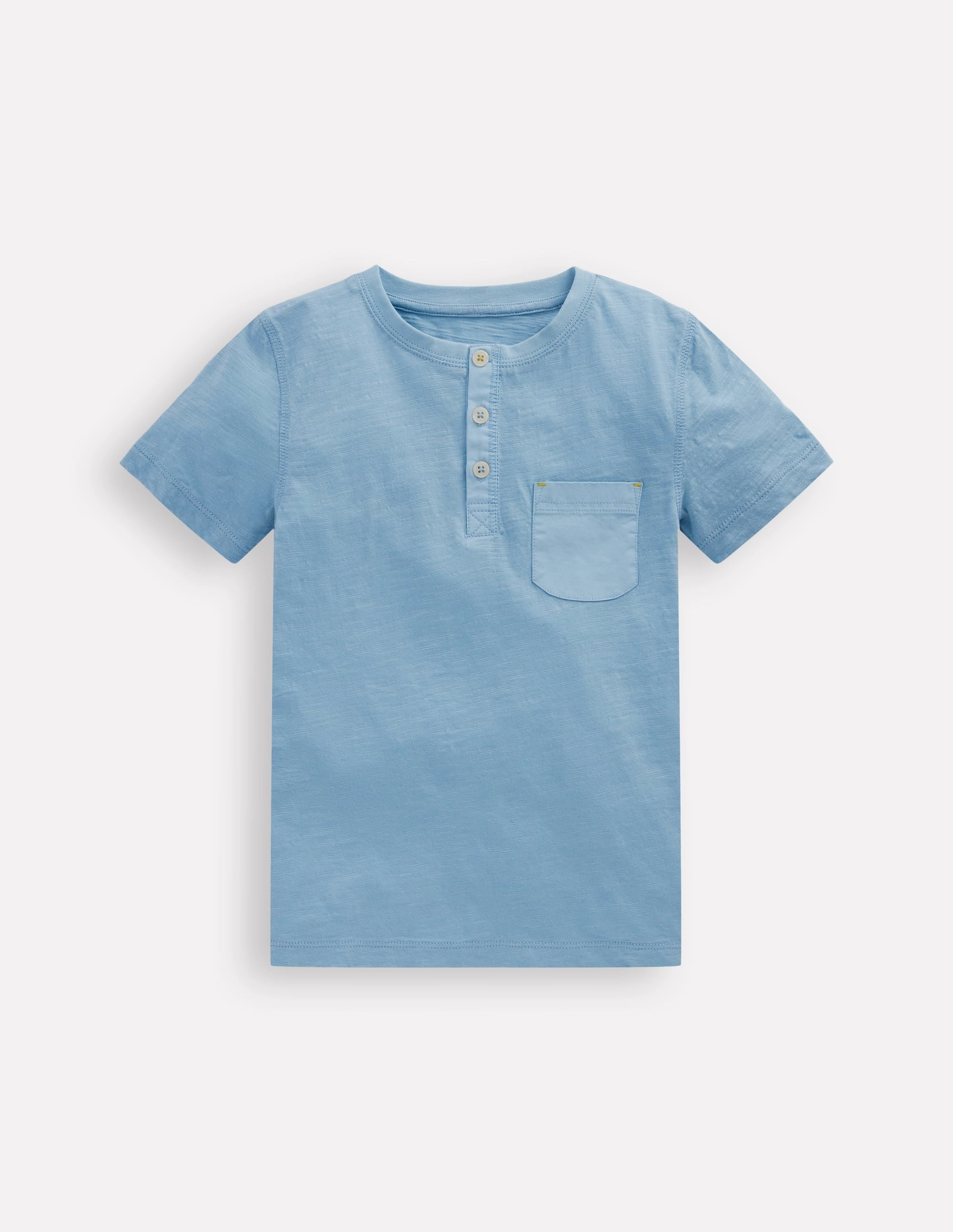 Drop Shoulder Silhouette Short Sleeve Henley T-Shirt-Glacier Blue