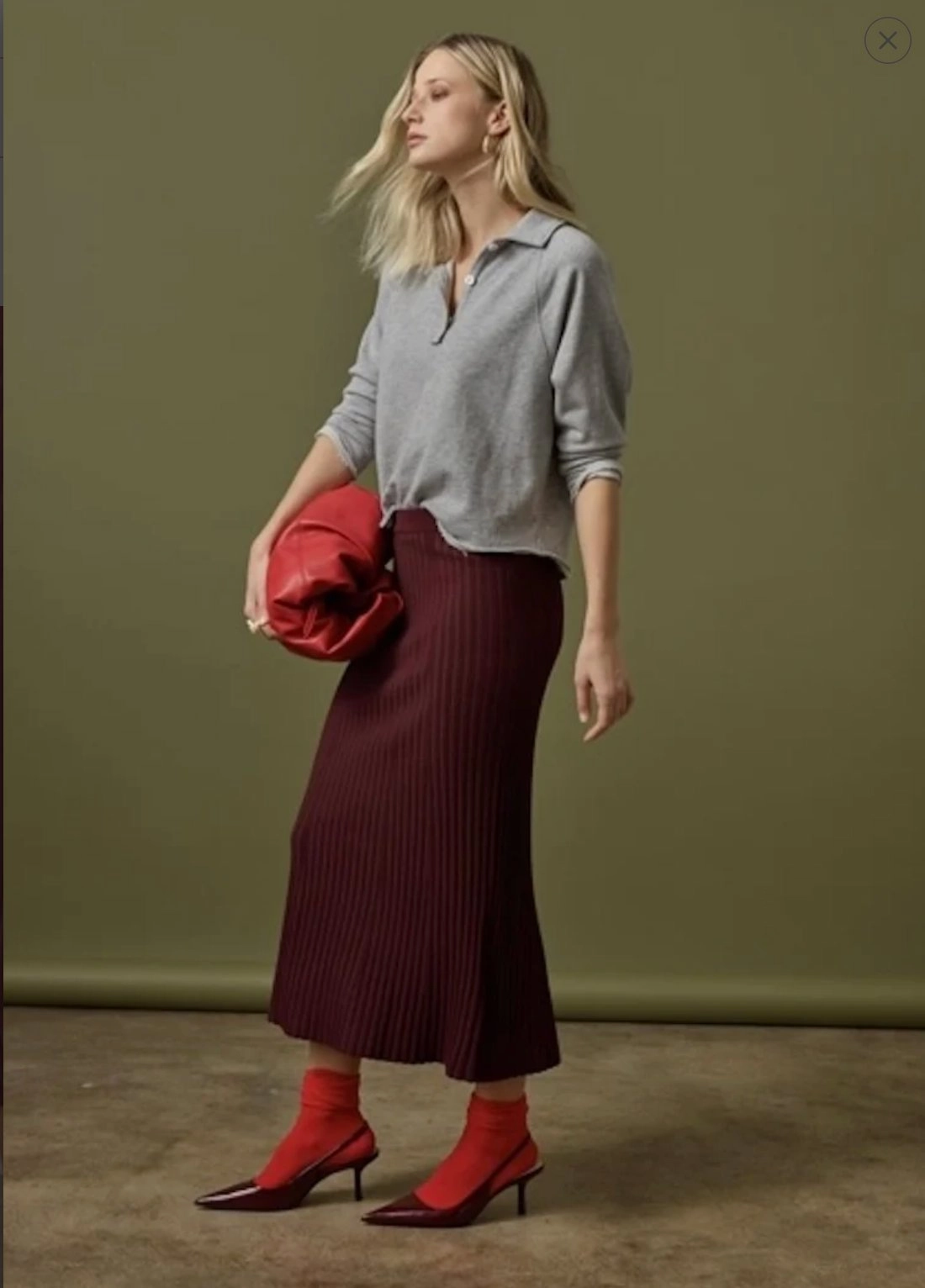 Straight Rib Skirt Dark Cherry Streetwear Look Chill Look