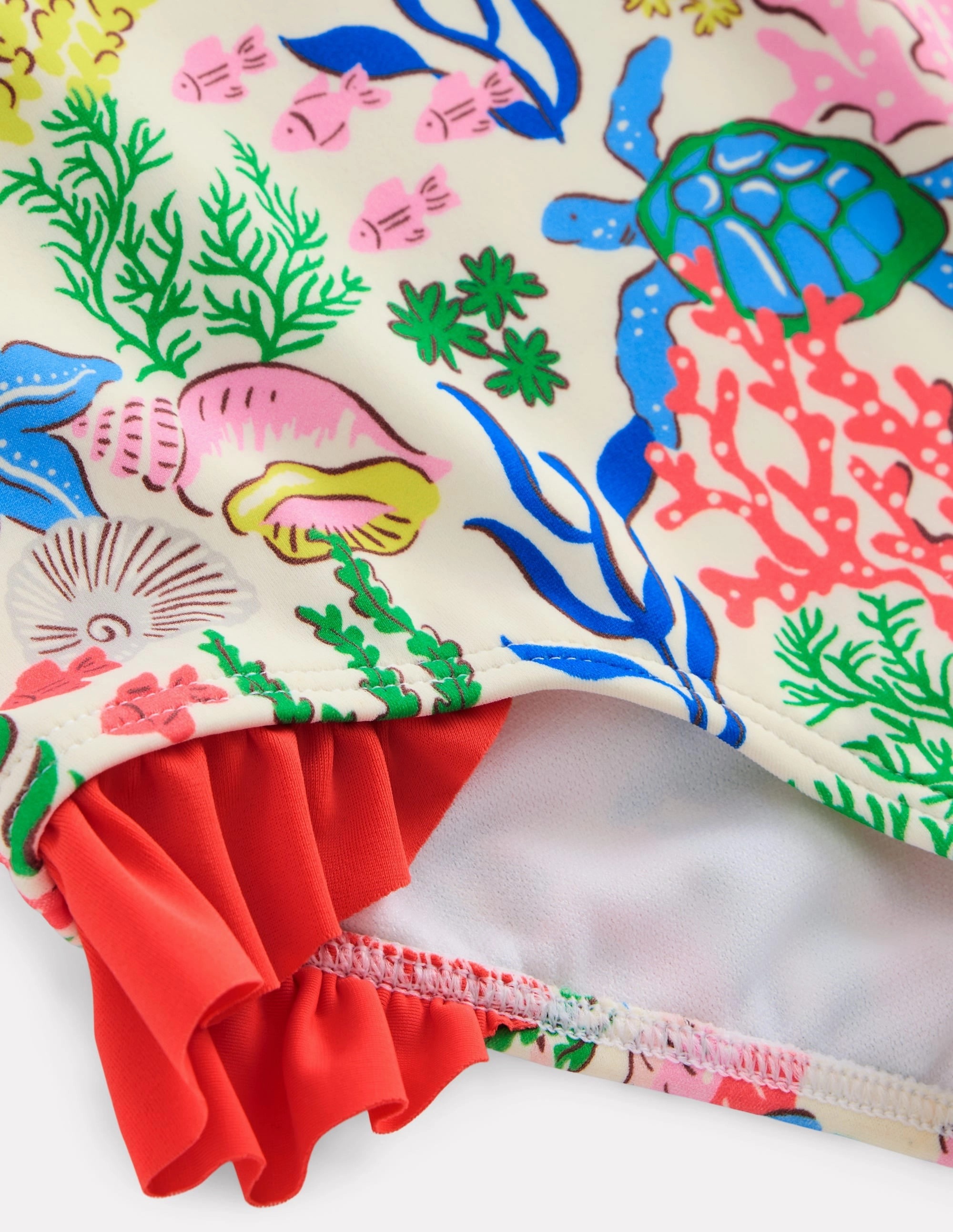 Pretty Cross-Back Swimsuit-Multi Coral Cove Relaxing Holiday Stretch Weave Fabric