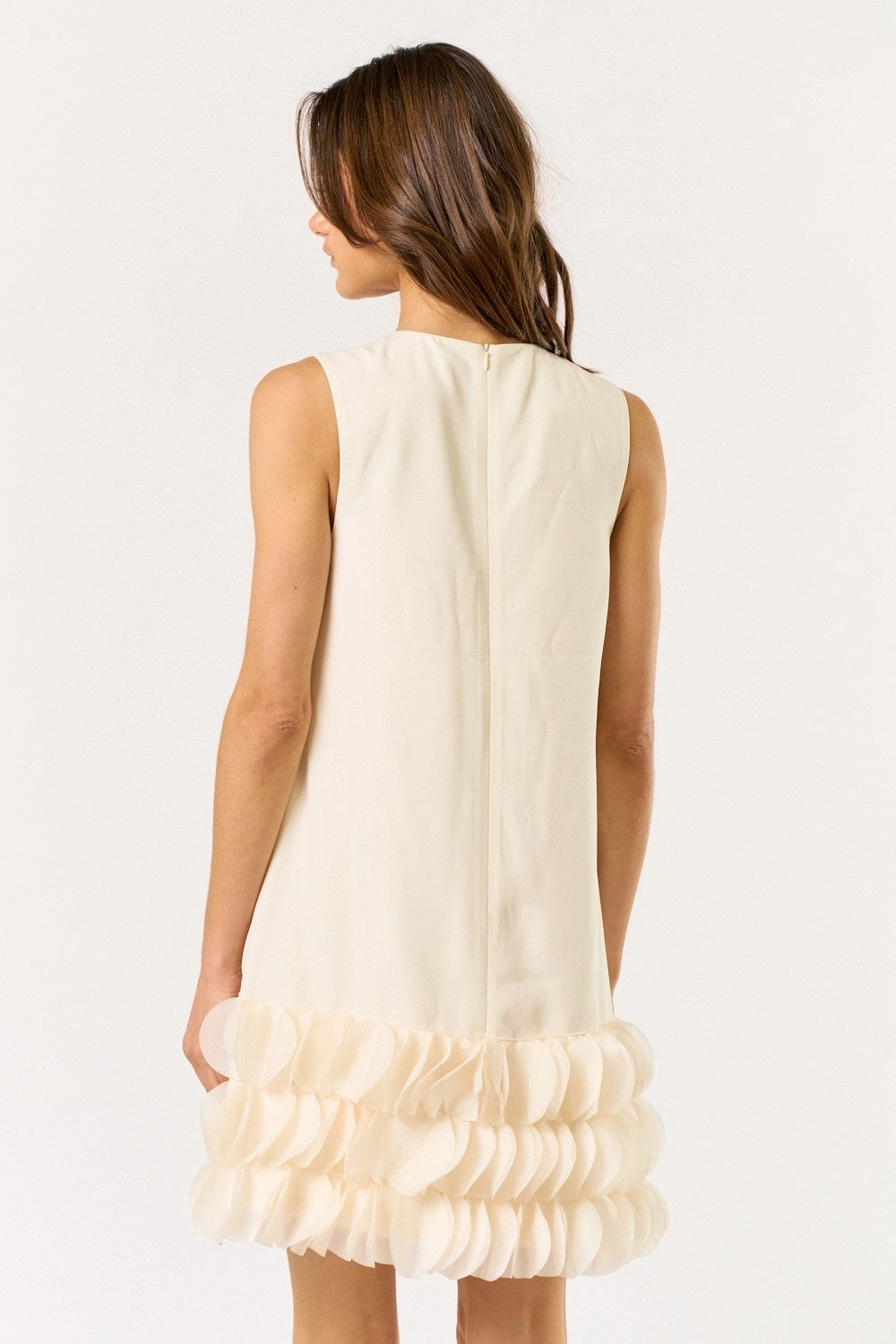 Timeless Wear Effortless Layer Wear Cream Petal Sleeveless Midi Dress