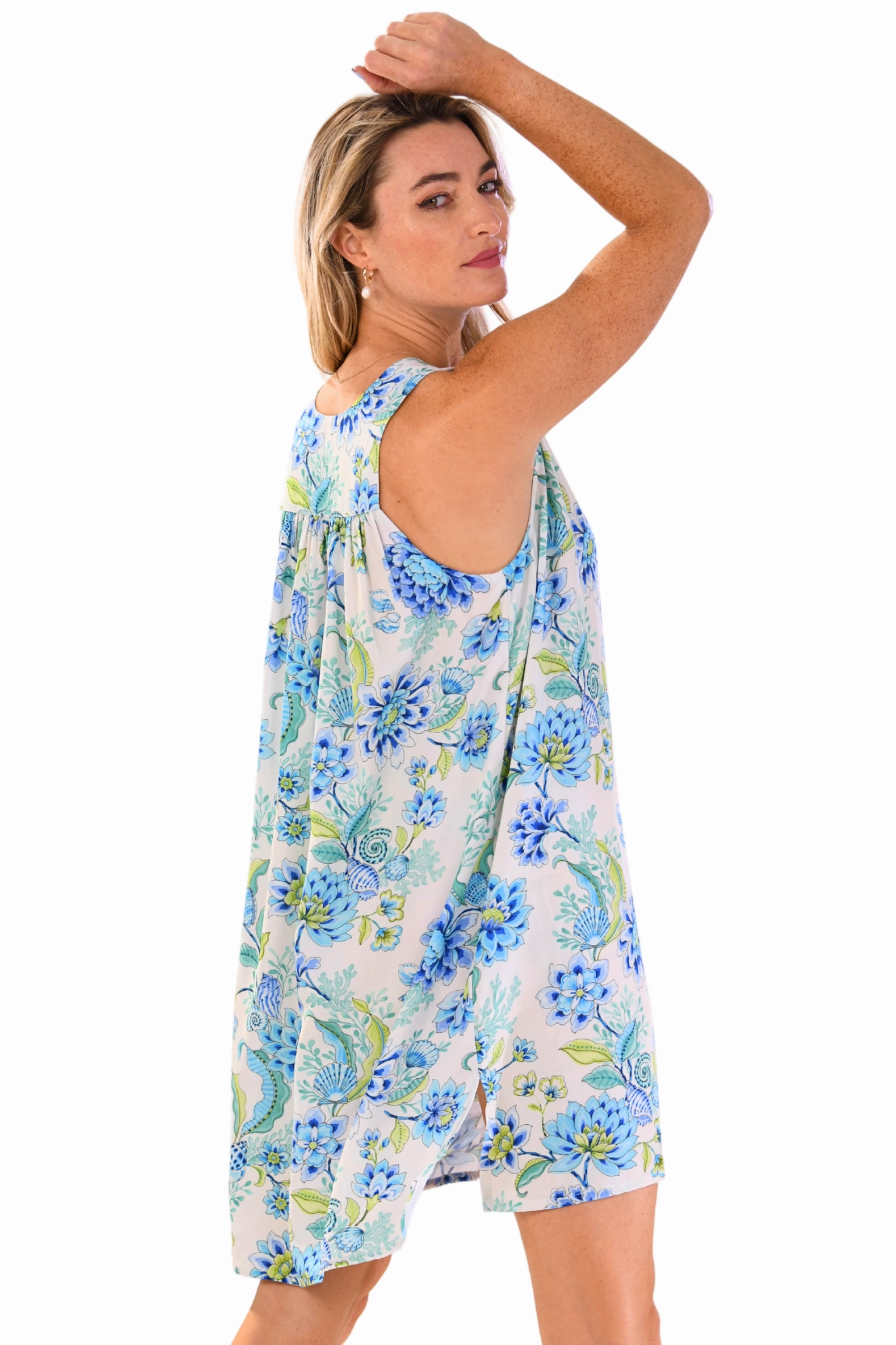 Gigi Cover-up / Divers Paradise Blue Decorative-Design Fall Silhouette