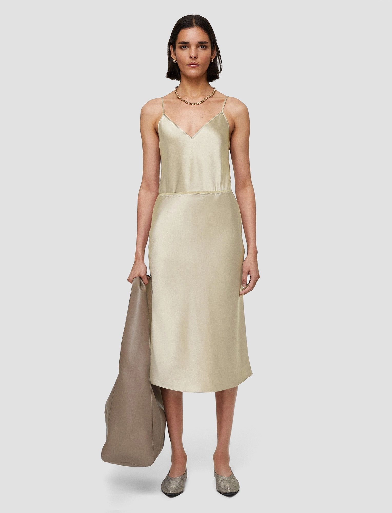 Isaak Silk Satin Skirt Signature Detail