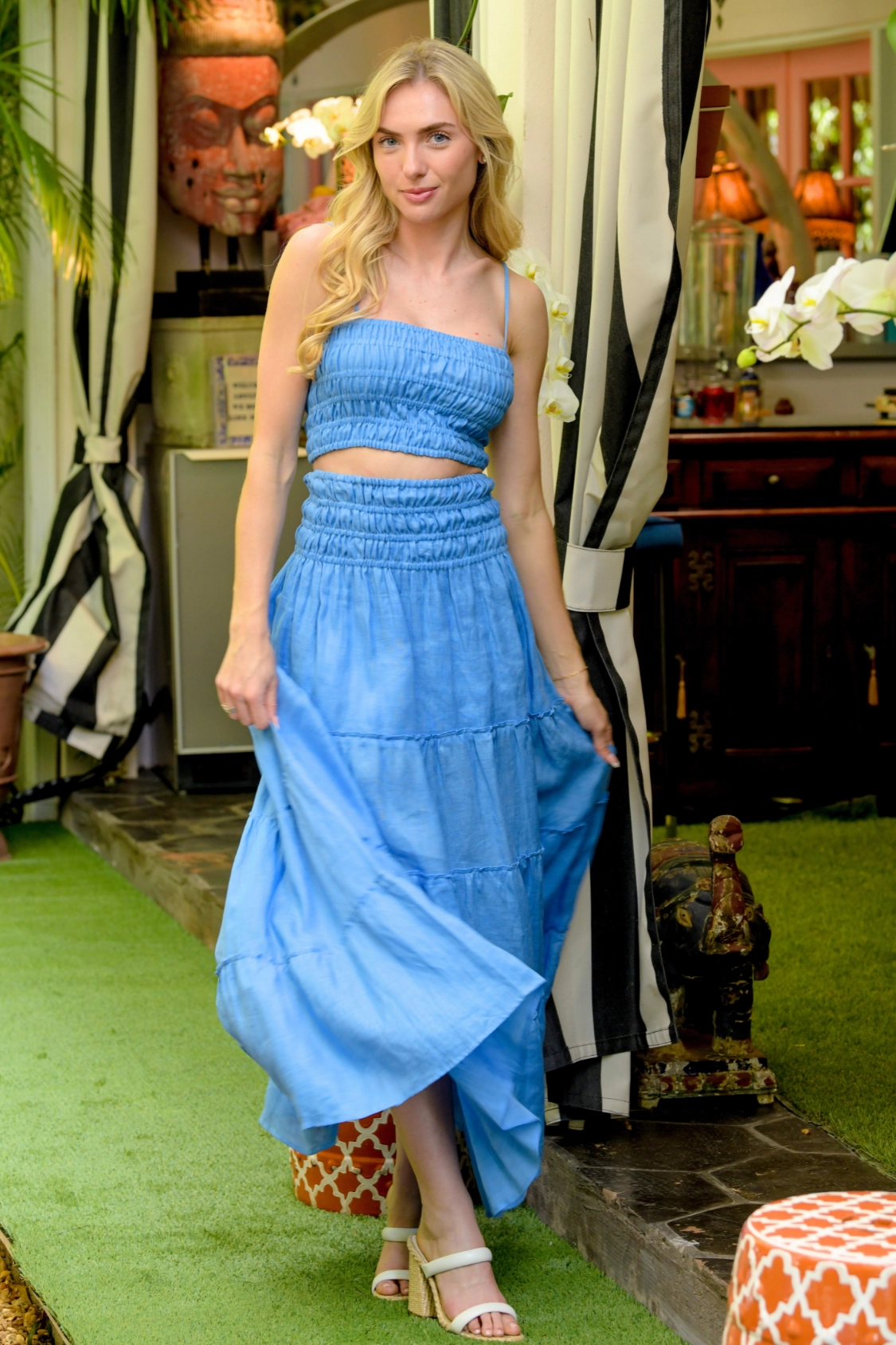 Embroidered Detail Rio Set Skirt / Light Blue