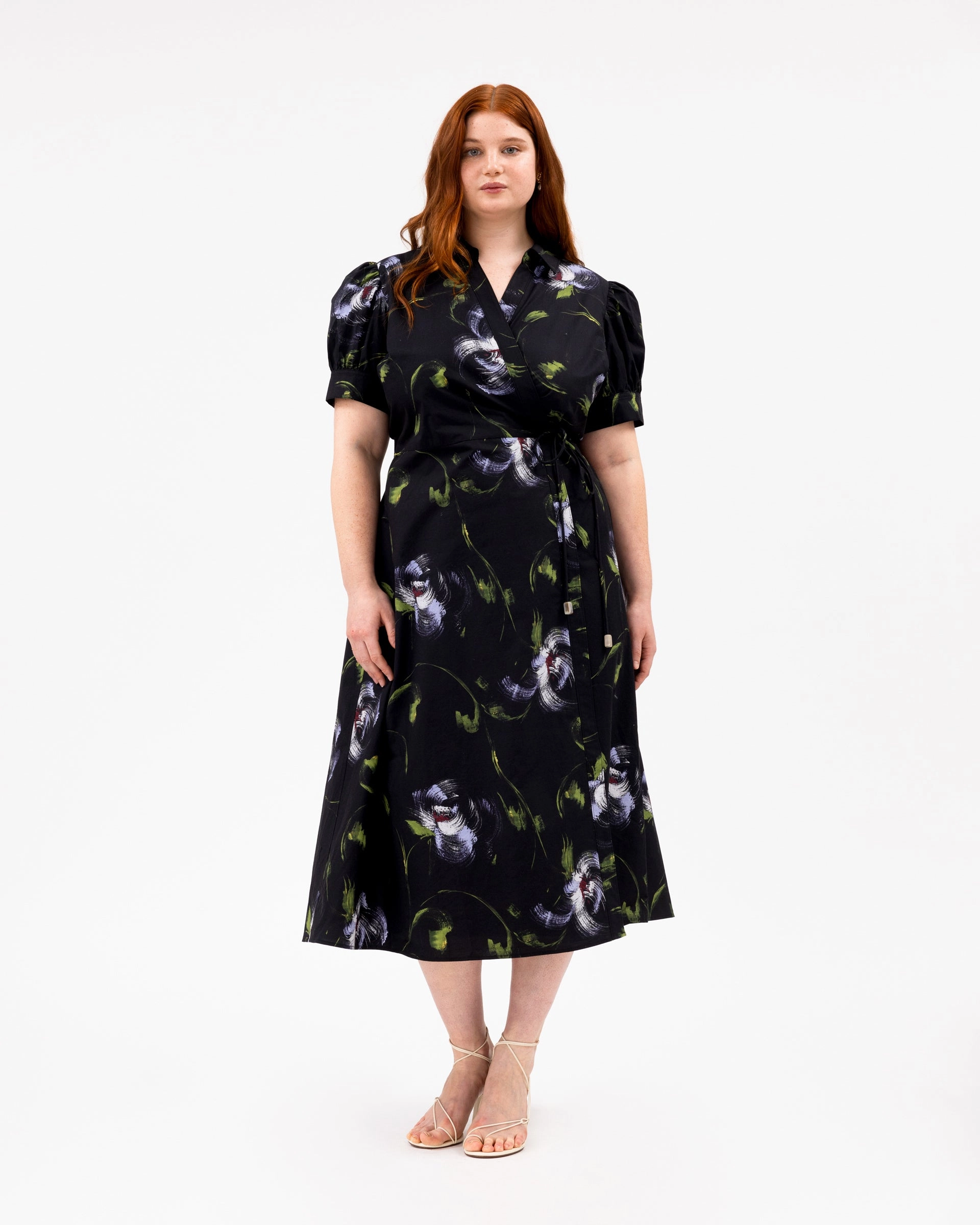 Short Sleeve Midi Shivon Dress Asymmetrical hem