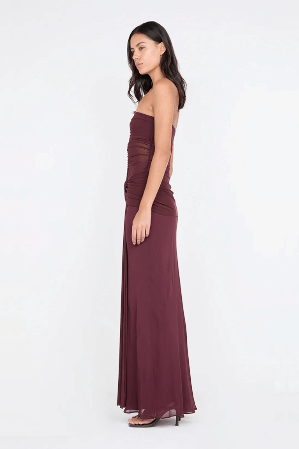 Stream Cut Noemi Strapless Dress Plum