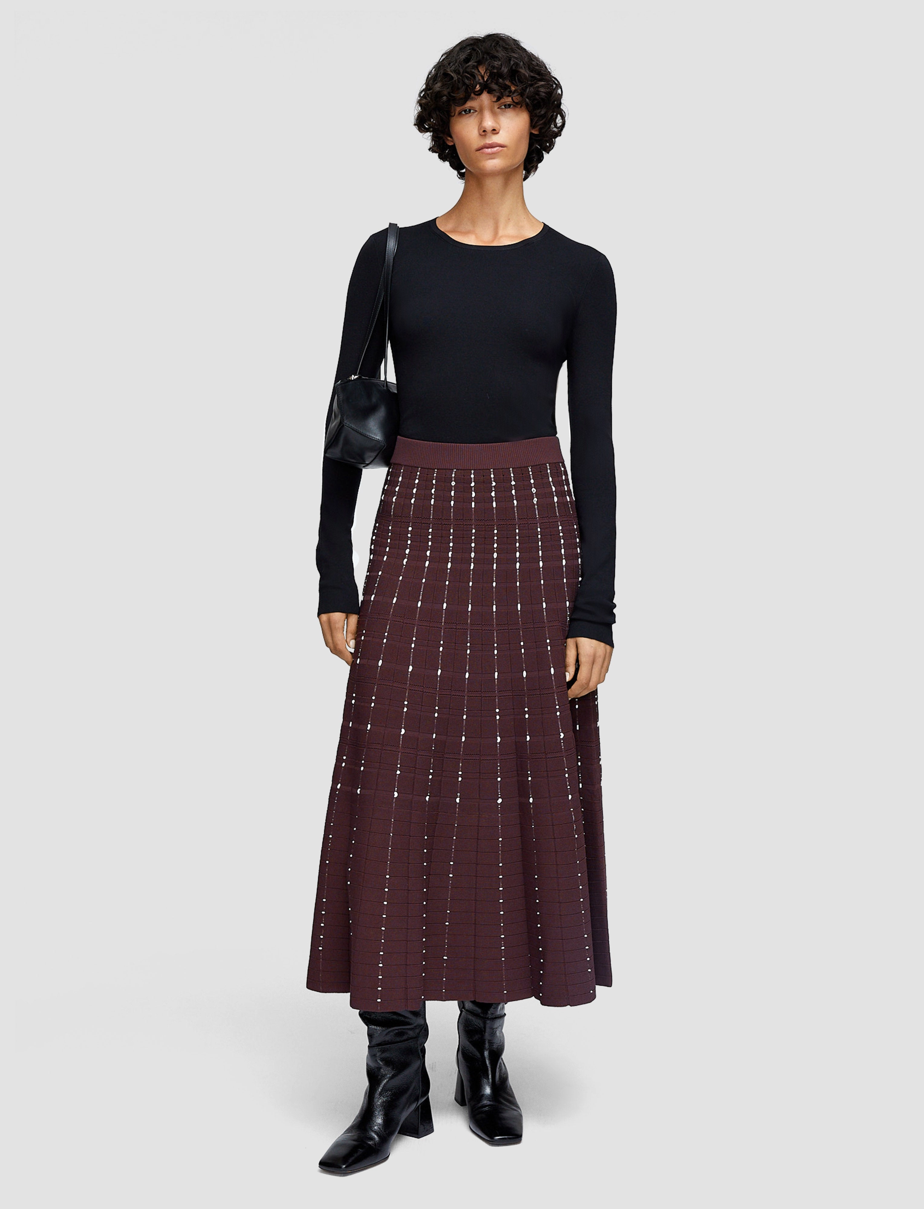 Fragmented Stripes Skirt Two Tone Trim Classic Mood