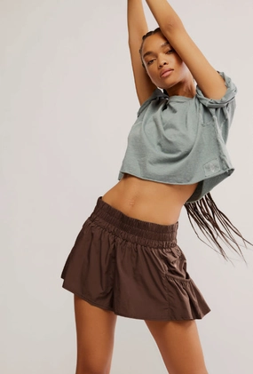 LaserCutEdging Easy Style Free People Movement Get Your Flirt On Short in Cocoa Shape Retention