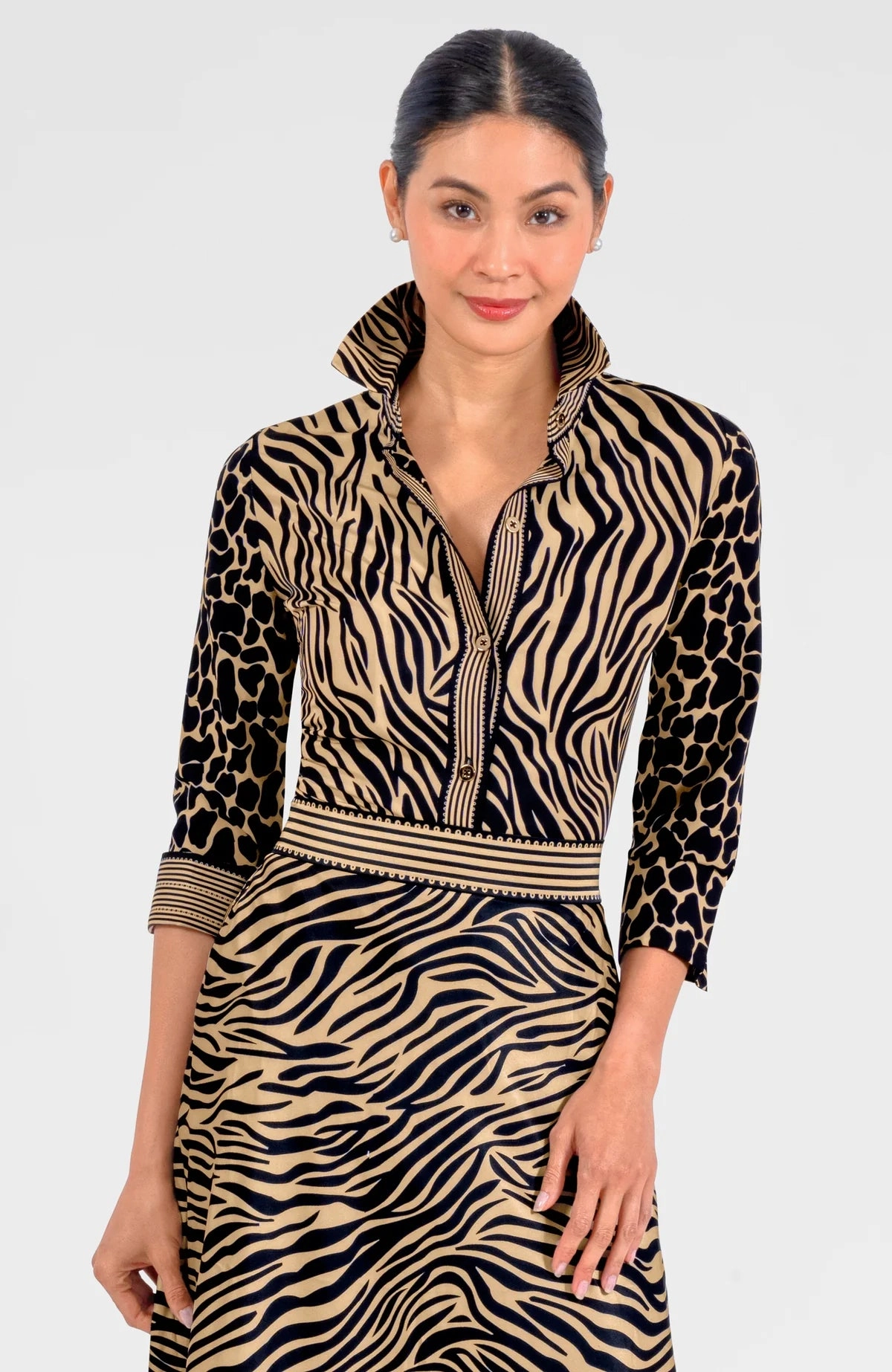 Polished Design Comfortable texture Gretchen Scott Boyfriend Shirt in Zebra Print