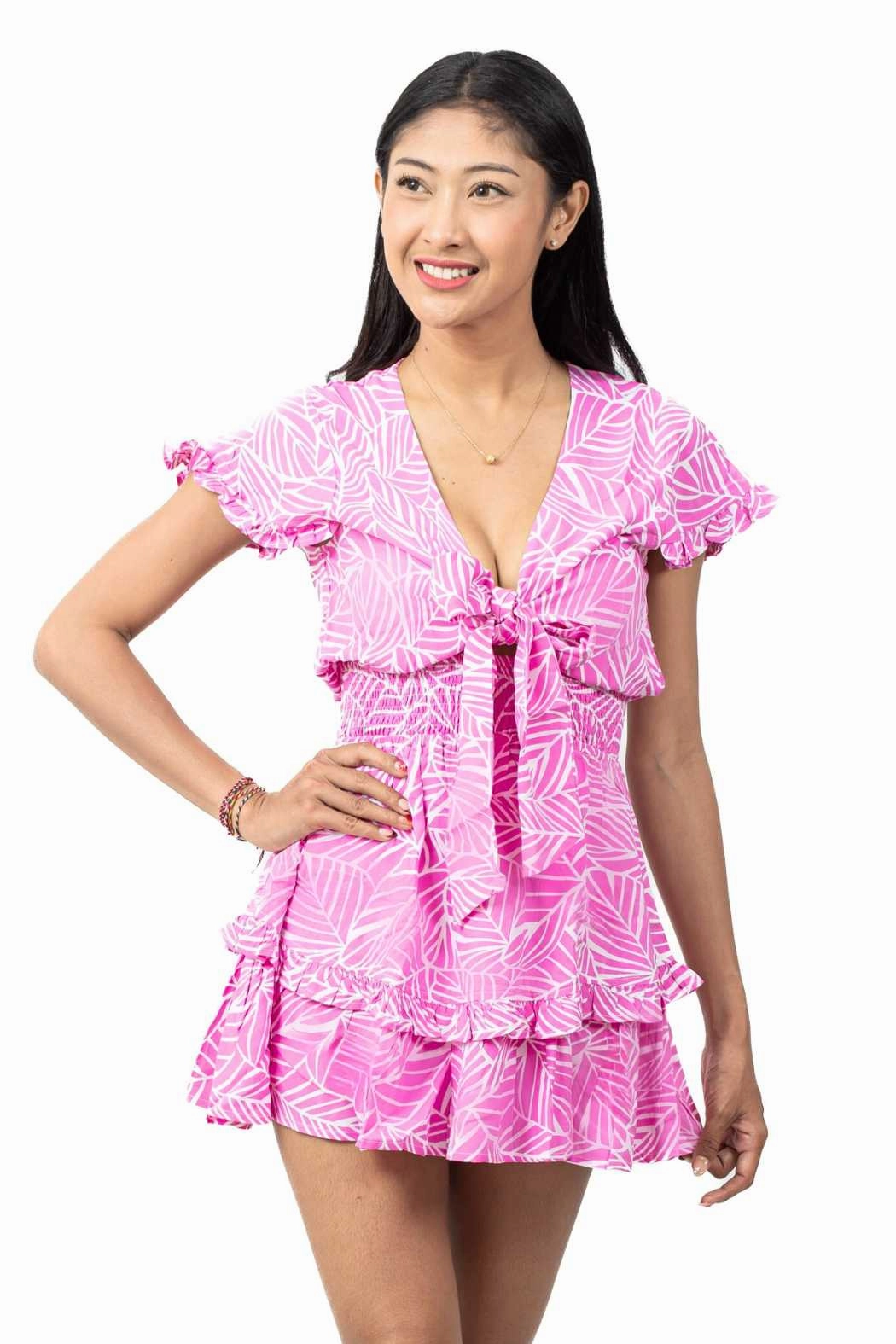 Sarah Dress / Magenta Leaf Midnight Mood Sweetheart Cut