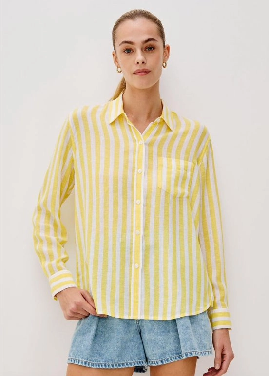 Abrasion Resistant Fabric Charli Button-Down Daffodil Stripe