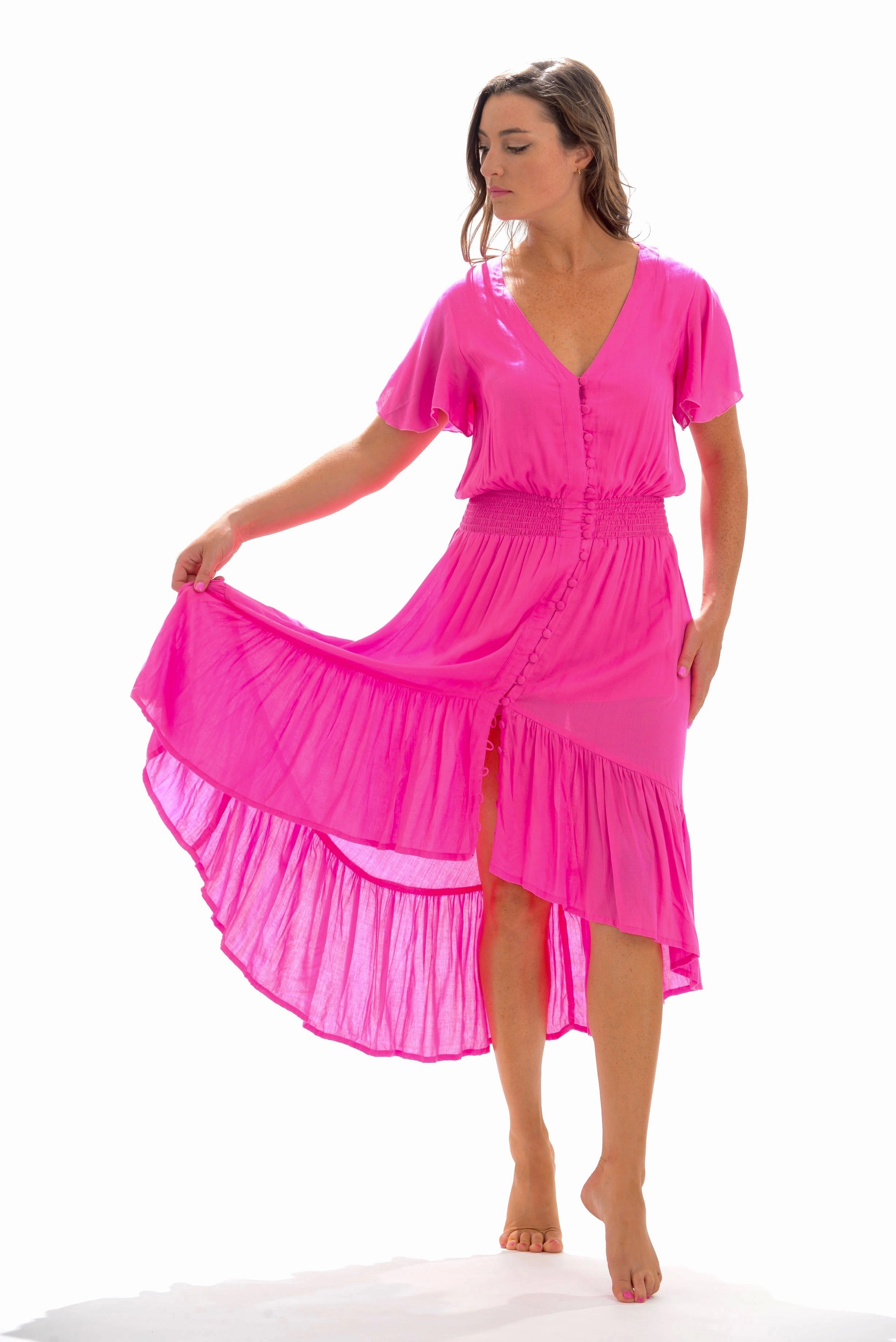 Ava Dress / Hot Pink Relaxed-fit