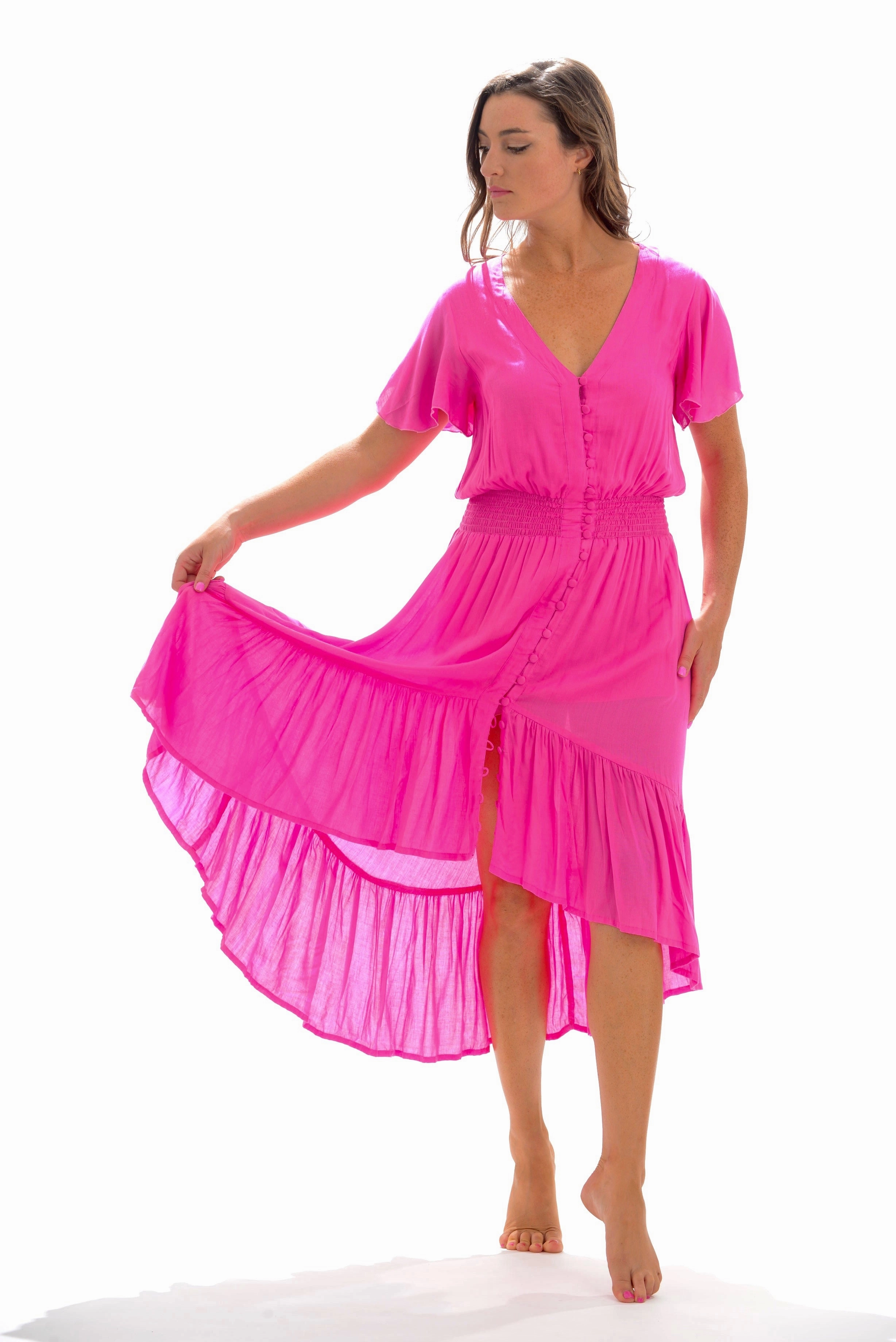 Minimal Form Simple Yet Elegant Ava Dress / Hot Pink