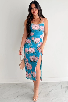 Own The Mood Sleeveless Floral Midi Dress (Teal) Urban Energy Summer Wardrobe