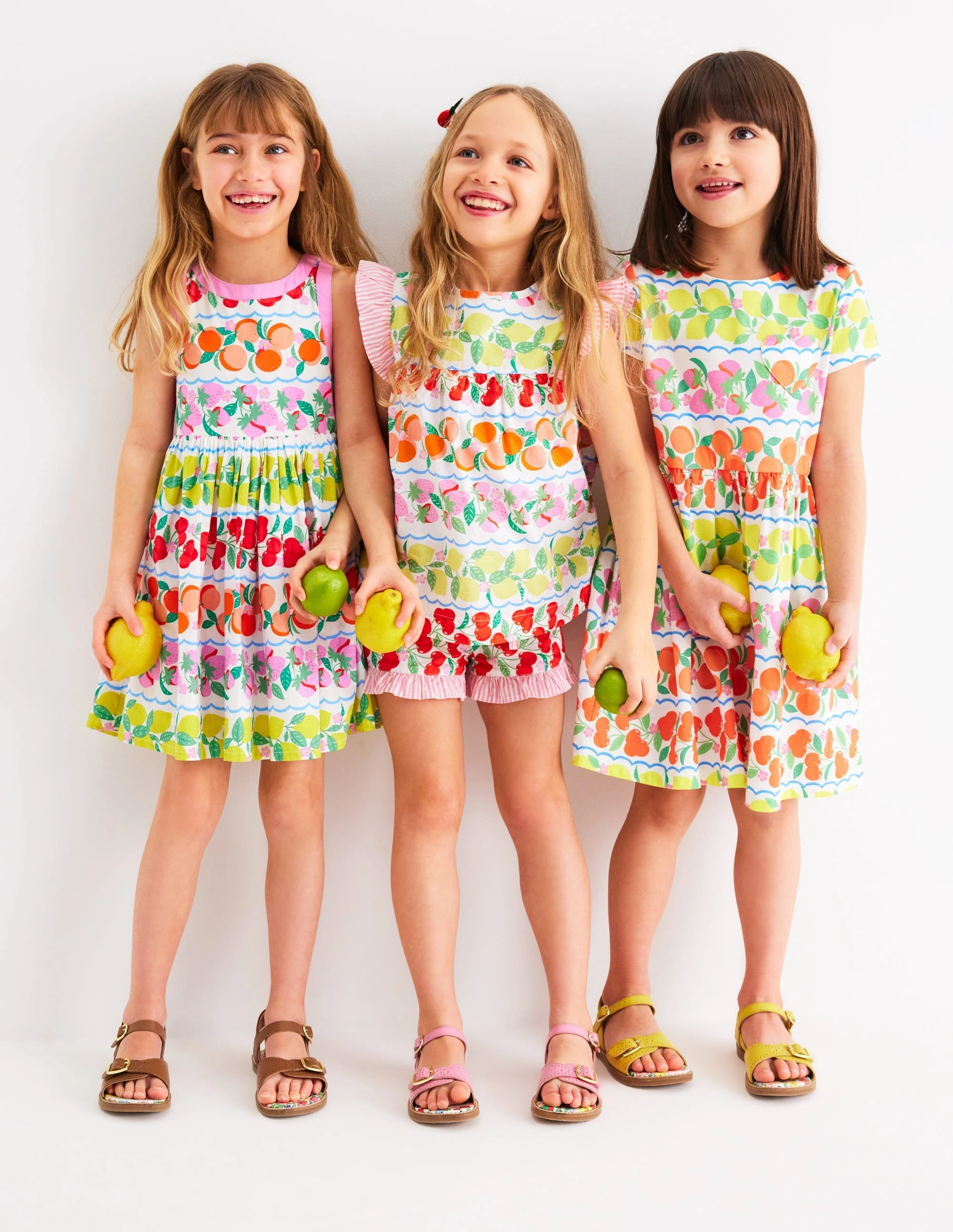 Frill Sleeve Woven Top-Rainbow Fruit Stripe Noise Reduced Zipper EcoFriendly Manufacturing