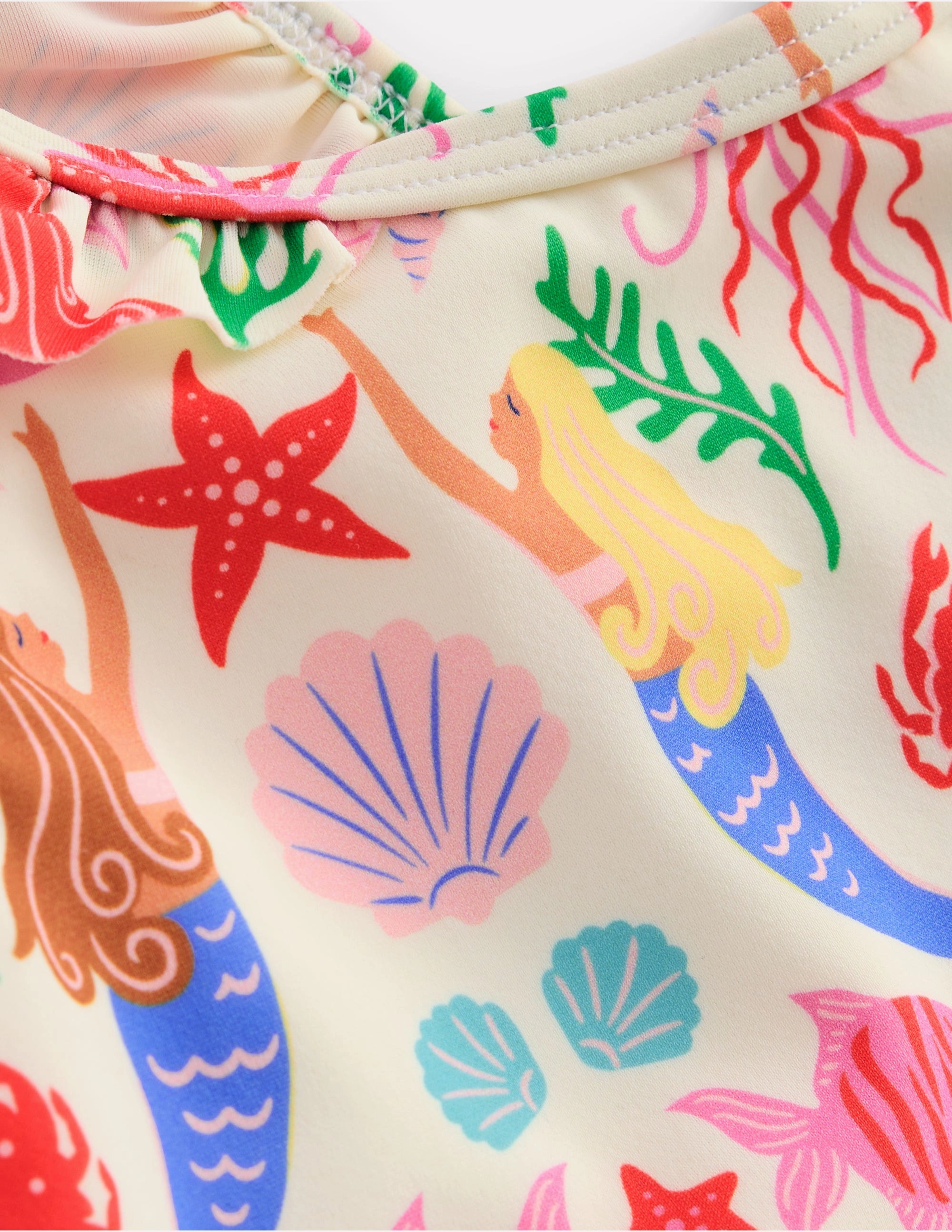 Frill Strap Bikini-Ivory Mermaid Full Coverage Rash Free Flatlock Stitching