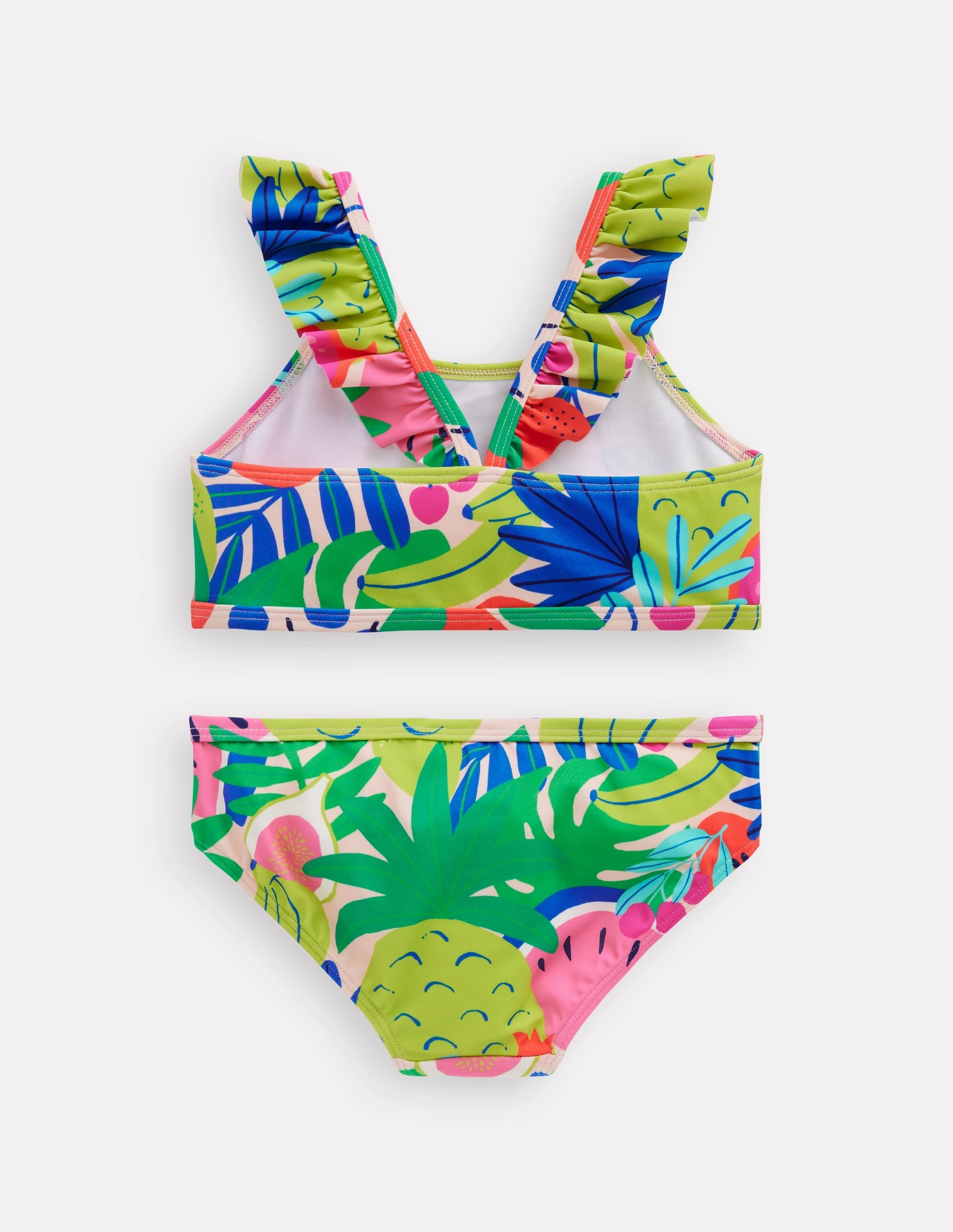 Fashion-Forward Outdoor Activity Frill Strap Bikini-Multi Tropical Fruit