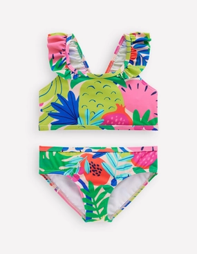 Tropical-Vibes Frill Strap Bikini-Multi Tropical Fruit