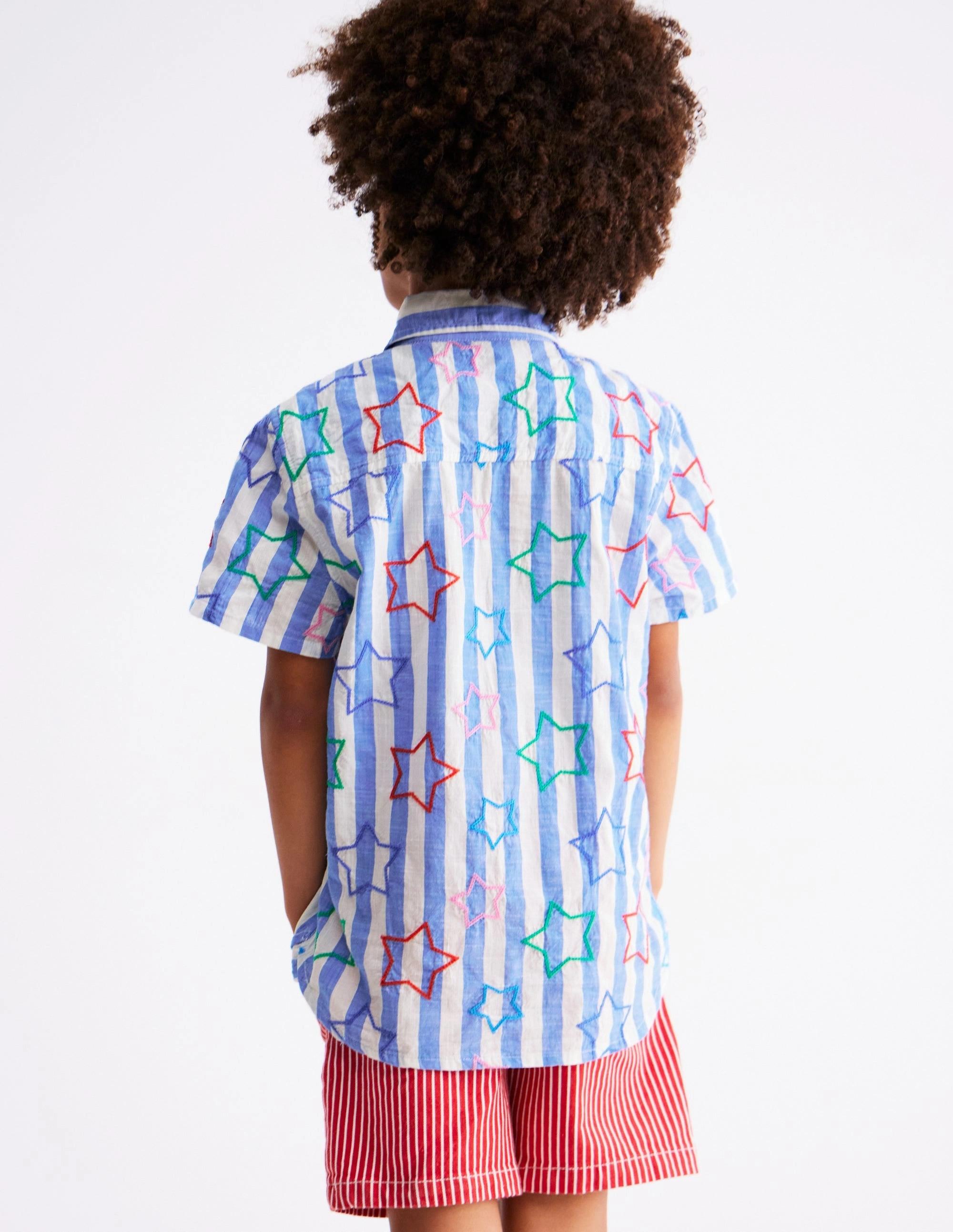 Fun Cotton Shirt-Starry Stripe OdorResistant Coating Athletic Look