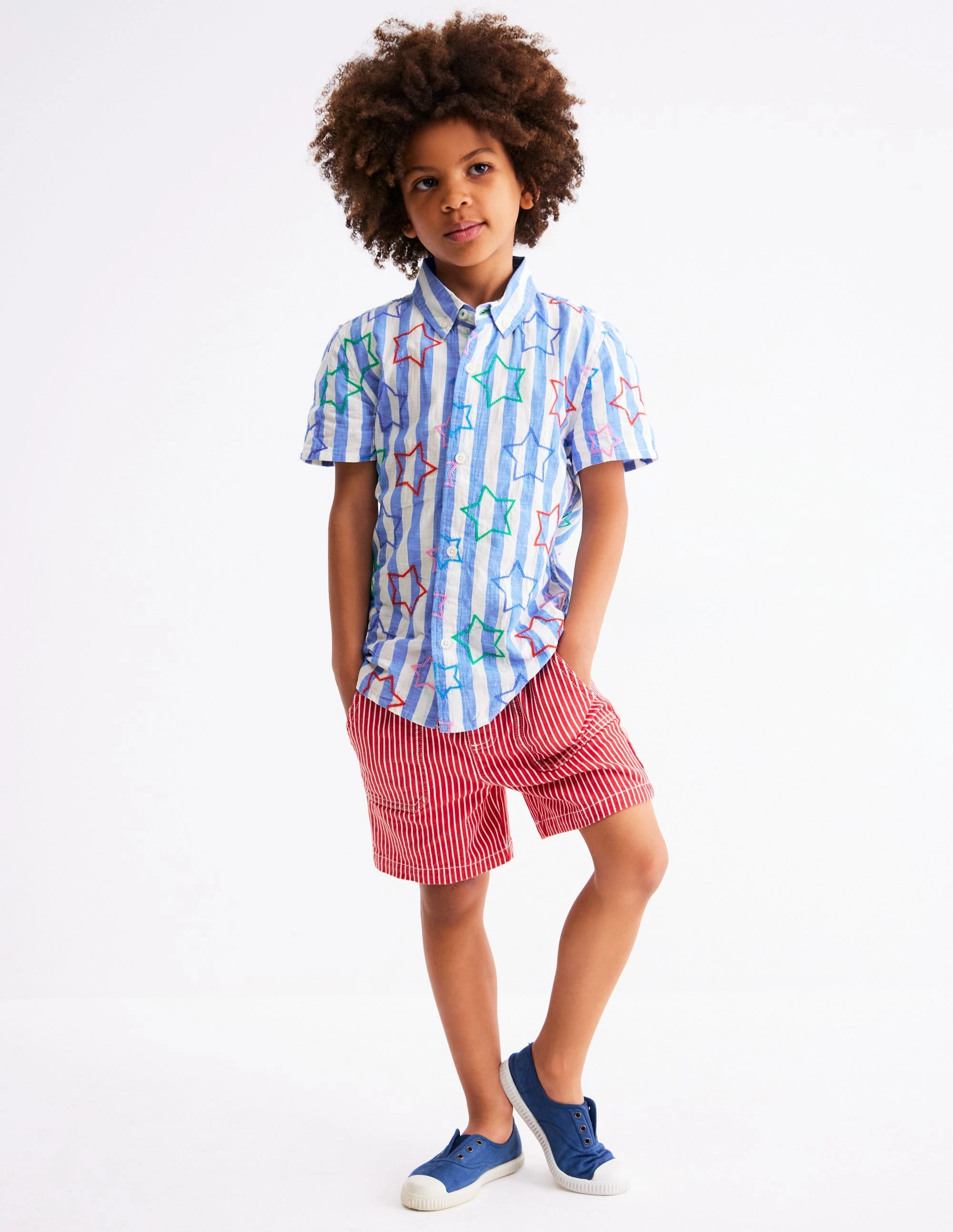 OdorResistant Treatment Fun Cotton Shirt-Starry Stripe