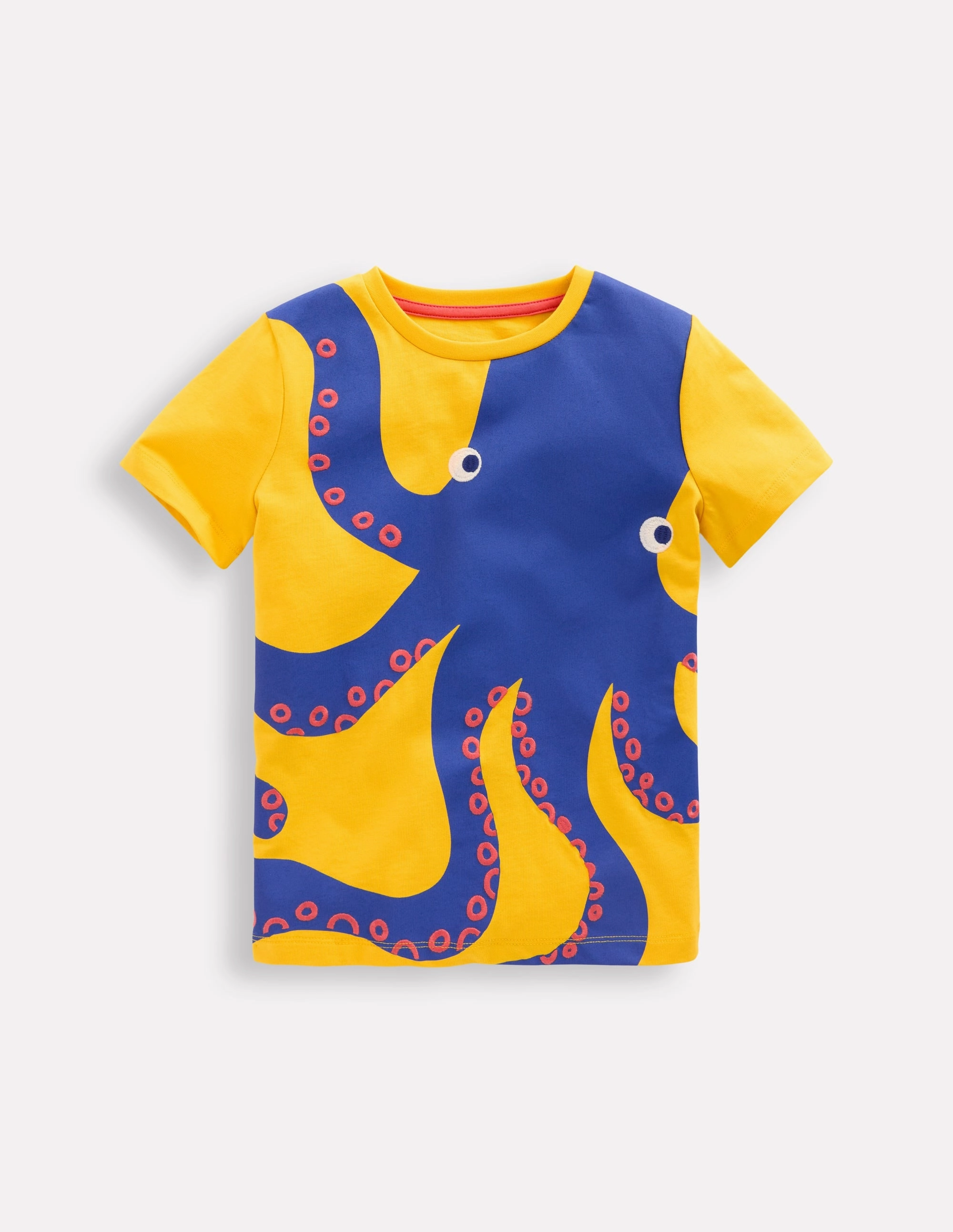 Fun Graphic T-shirt-Pineapple Yellow Octopus NonIrritatingEdges Neutral Tone Palette