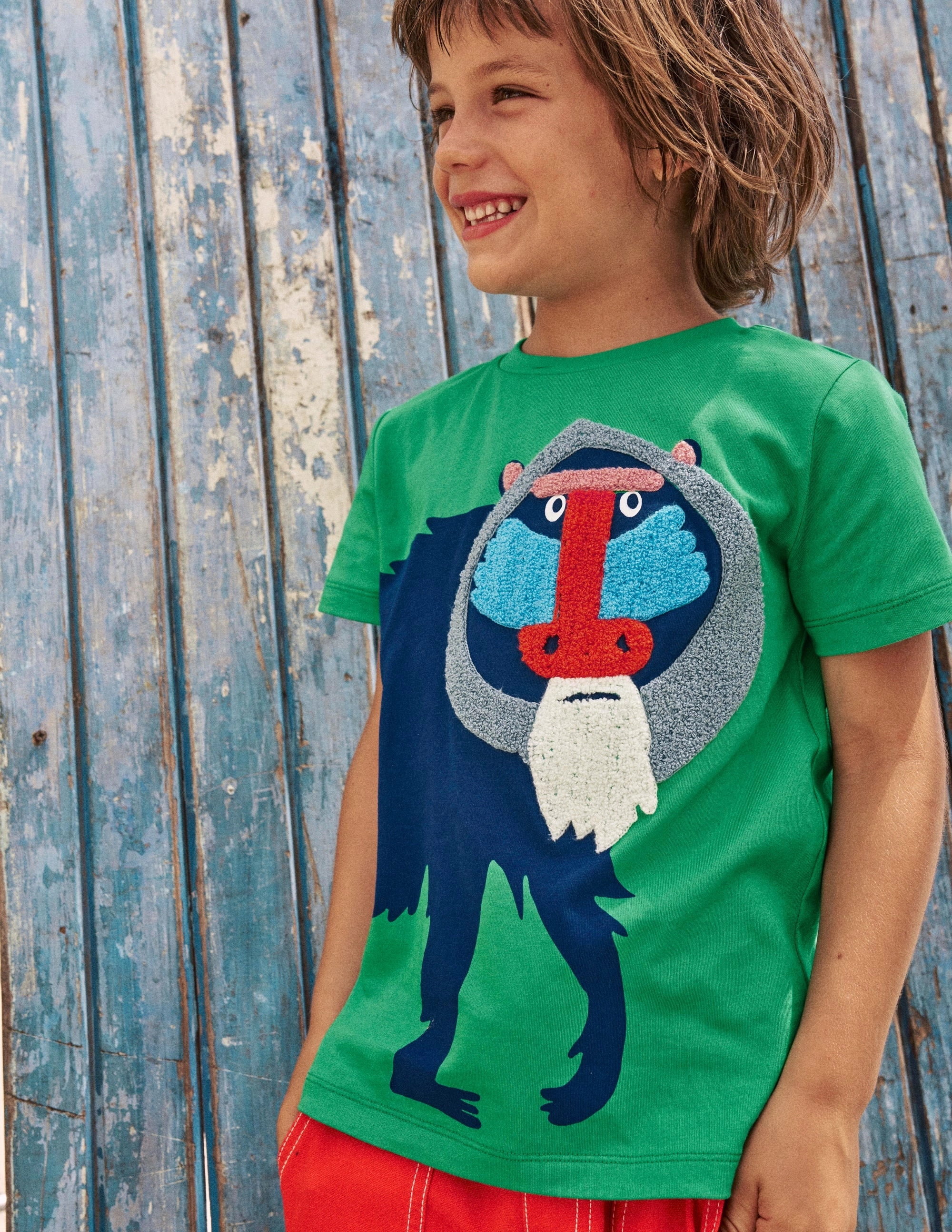 Fun Graphic T-shirt-Sapling Green Baboon NoRoll Hem Technology AbrasionResistantEdging