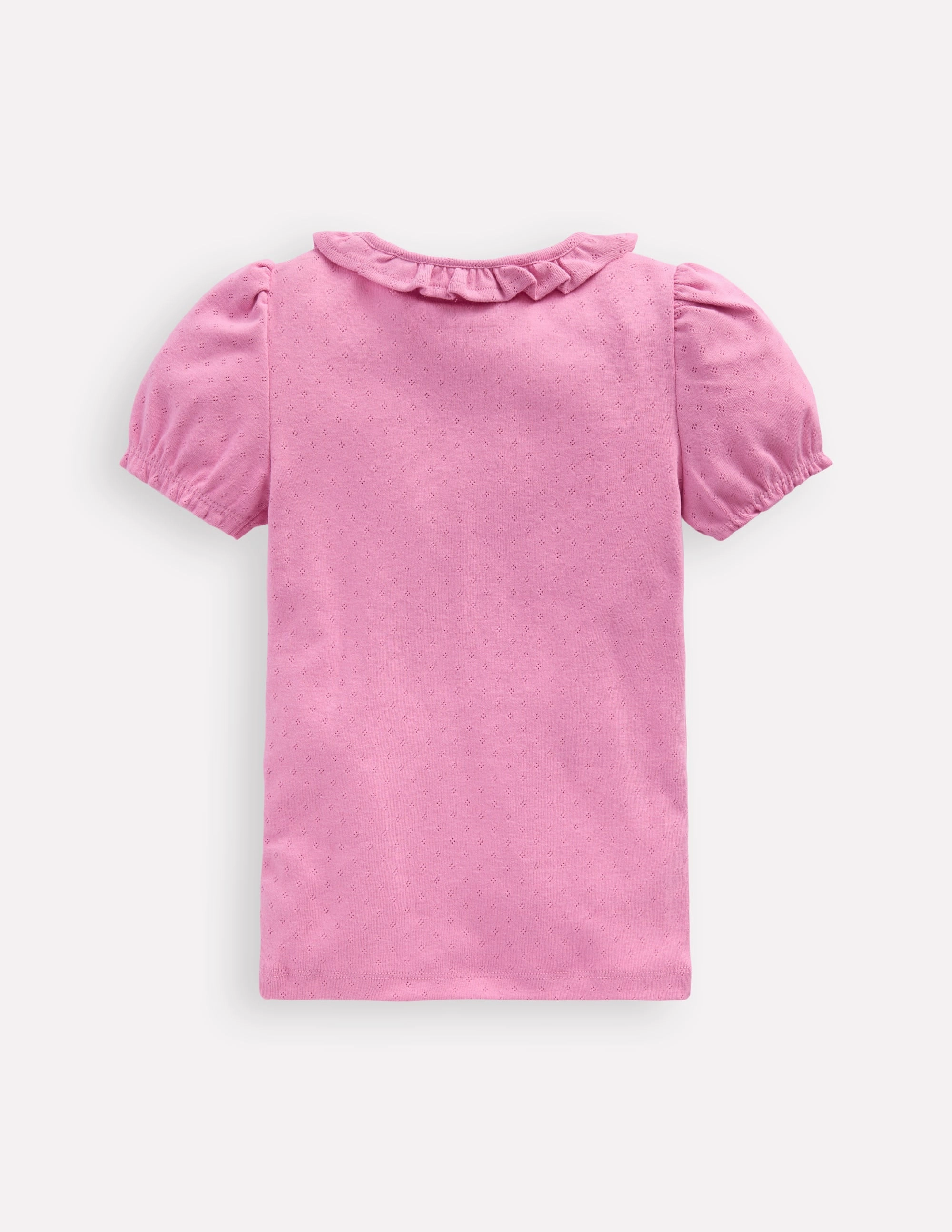 Flexible Waistband Adaptation Short-sleeved Ruffle Pointelle-Vintage Mauve