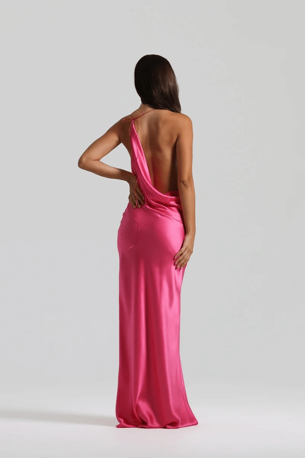 Flattering Cut Quiet Mood Gabi Gown Neon Pink