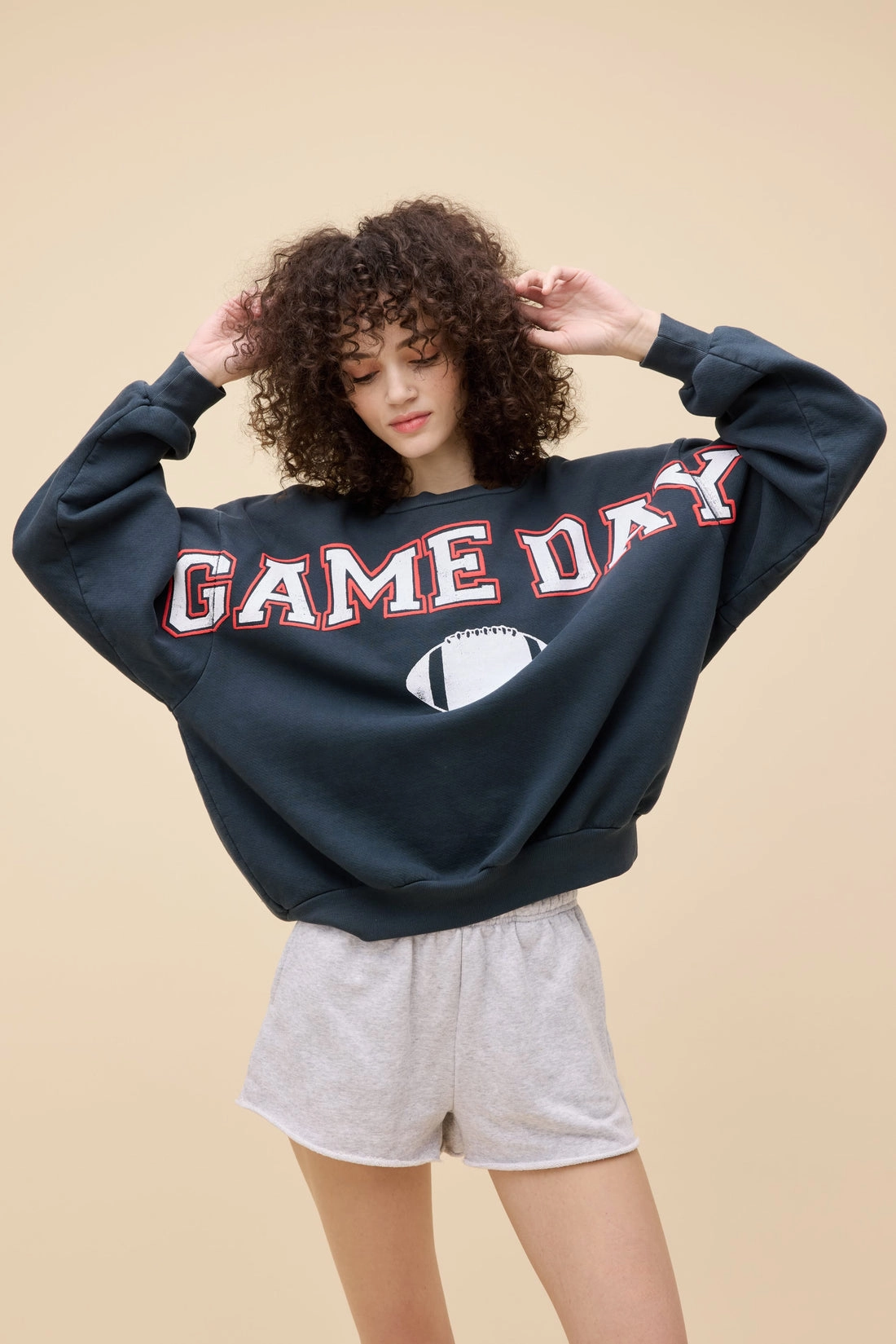 Curved Hem Durable Color Retention GAME DAY CREW SWEATSHIRT